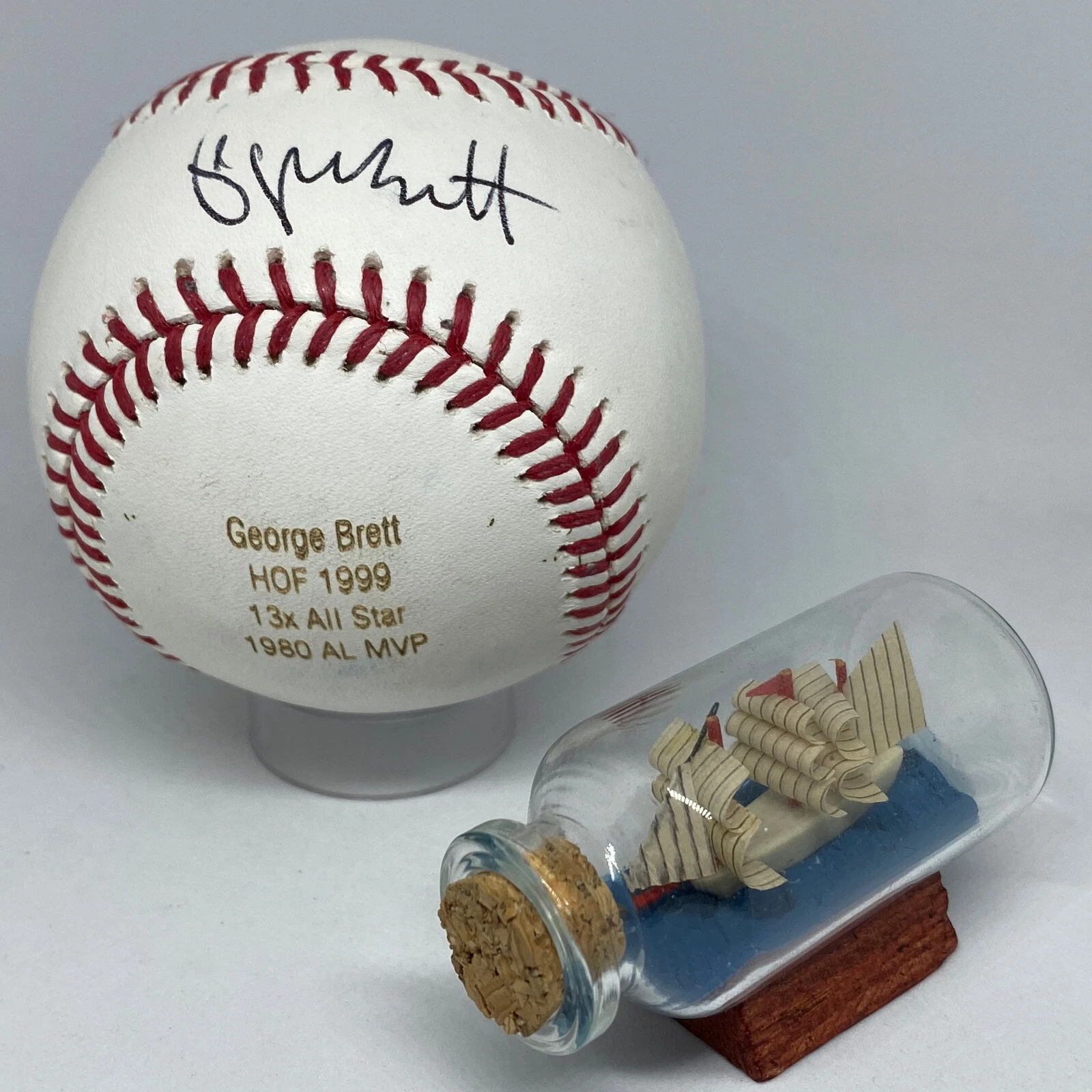 George Brett signed Rawlings OML Baseball JSA COA Engraved Auto HOF Royals A2412
