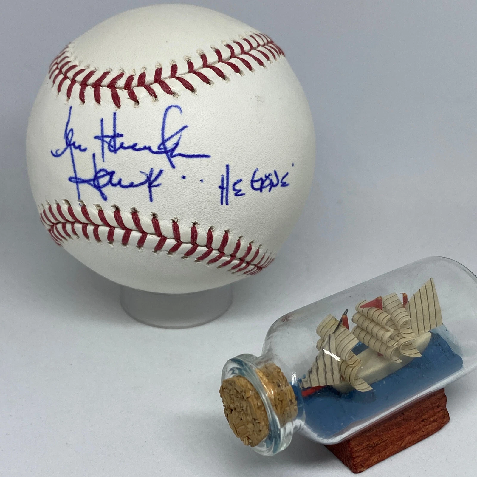 Broadcaster Ken Hawk Harrelson signed Rawlings OML Baseball JSA COA HOF A2418
