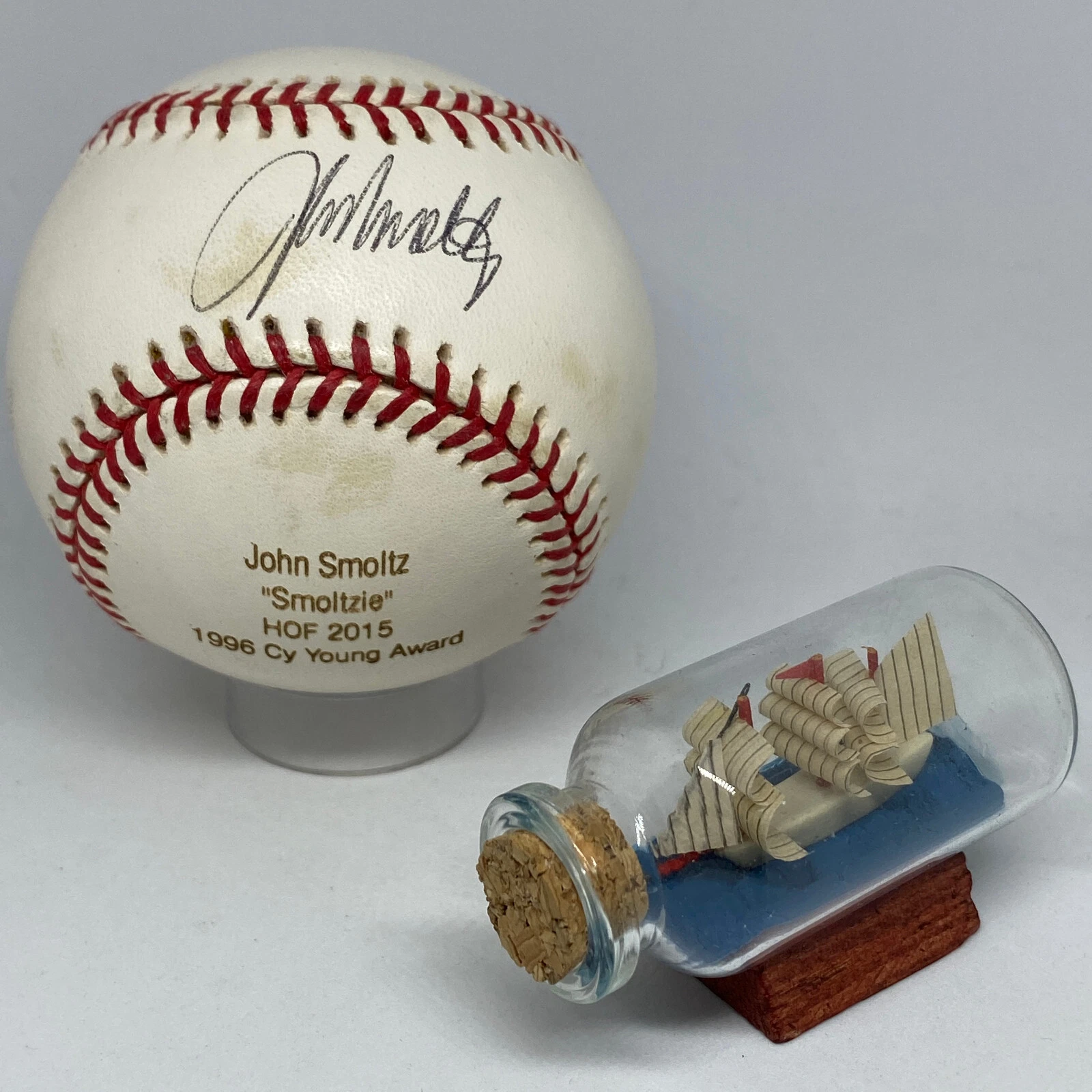 John Smoltz signed Rawlings ONL Baseball JSA COA Engraved Auto Braves HOF A2457
