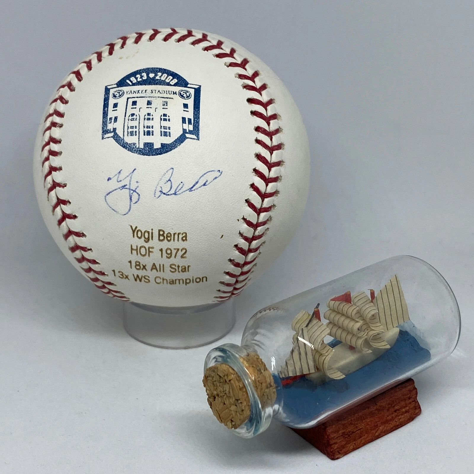 YOGI BERRA SIGNED RAWLINGS YANKEE STADIUM LOGO BASEBALL JSA ENGRAVED AUTO A2459 COLLECTIBLE MEMORABILIA