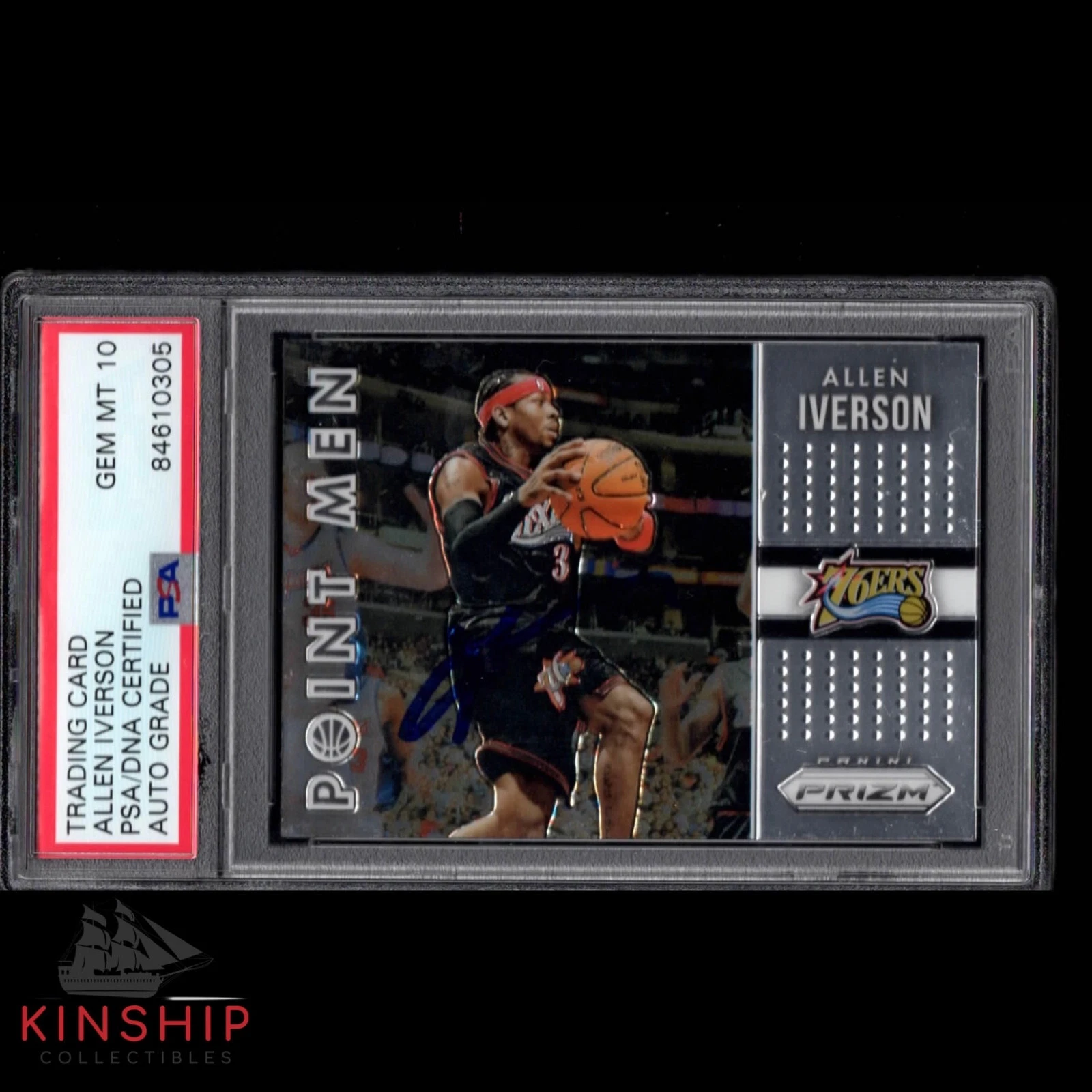 Allen Iverson signed 2015 Panini Prizm Card PSA DNA Slabbed Auto 10 12 C978
