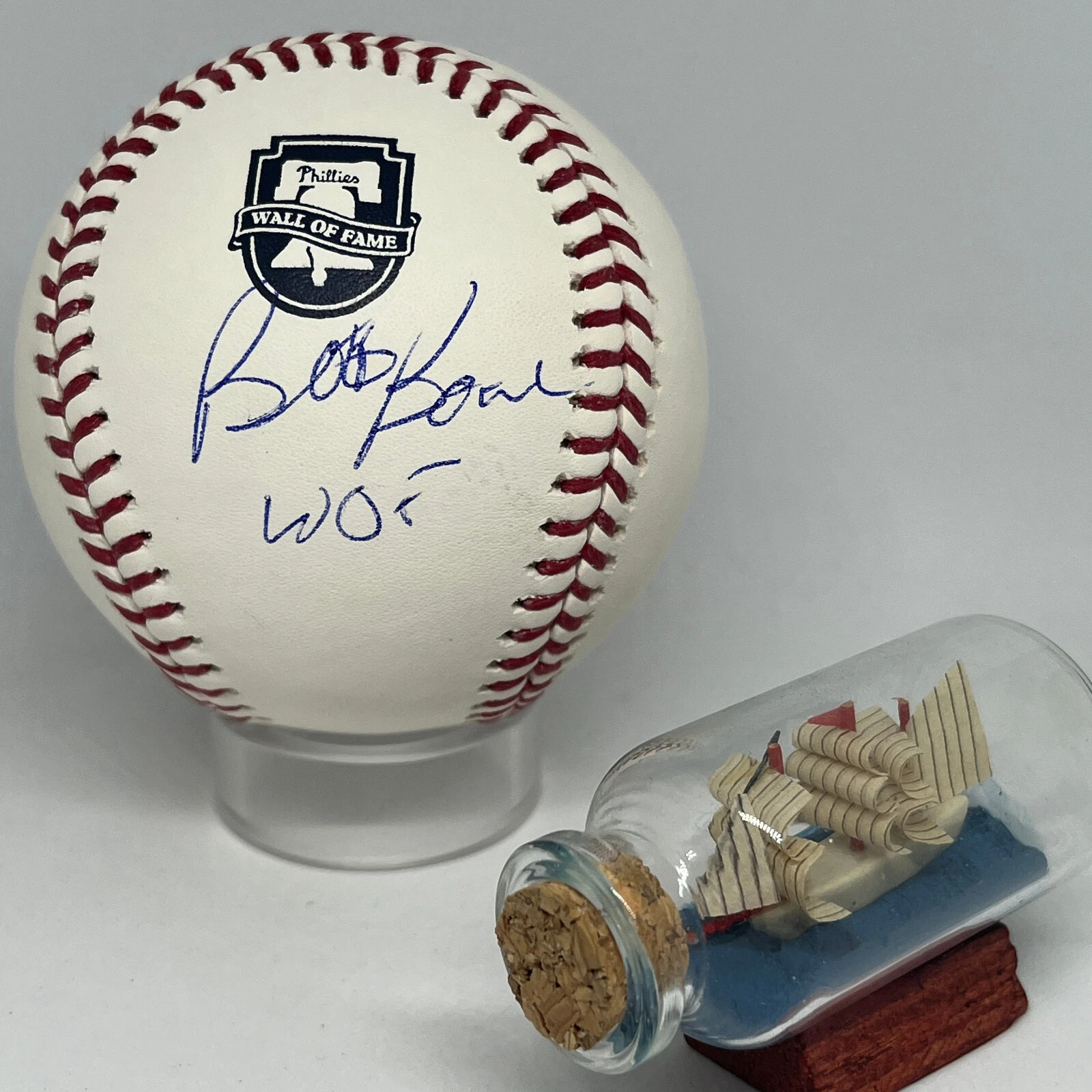 Bob Boone signed Rawlings Phillies WOF Wall of Fame Logo Baseball JSA Auto A2532
