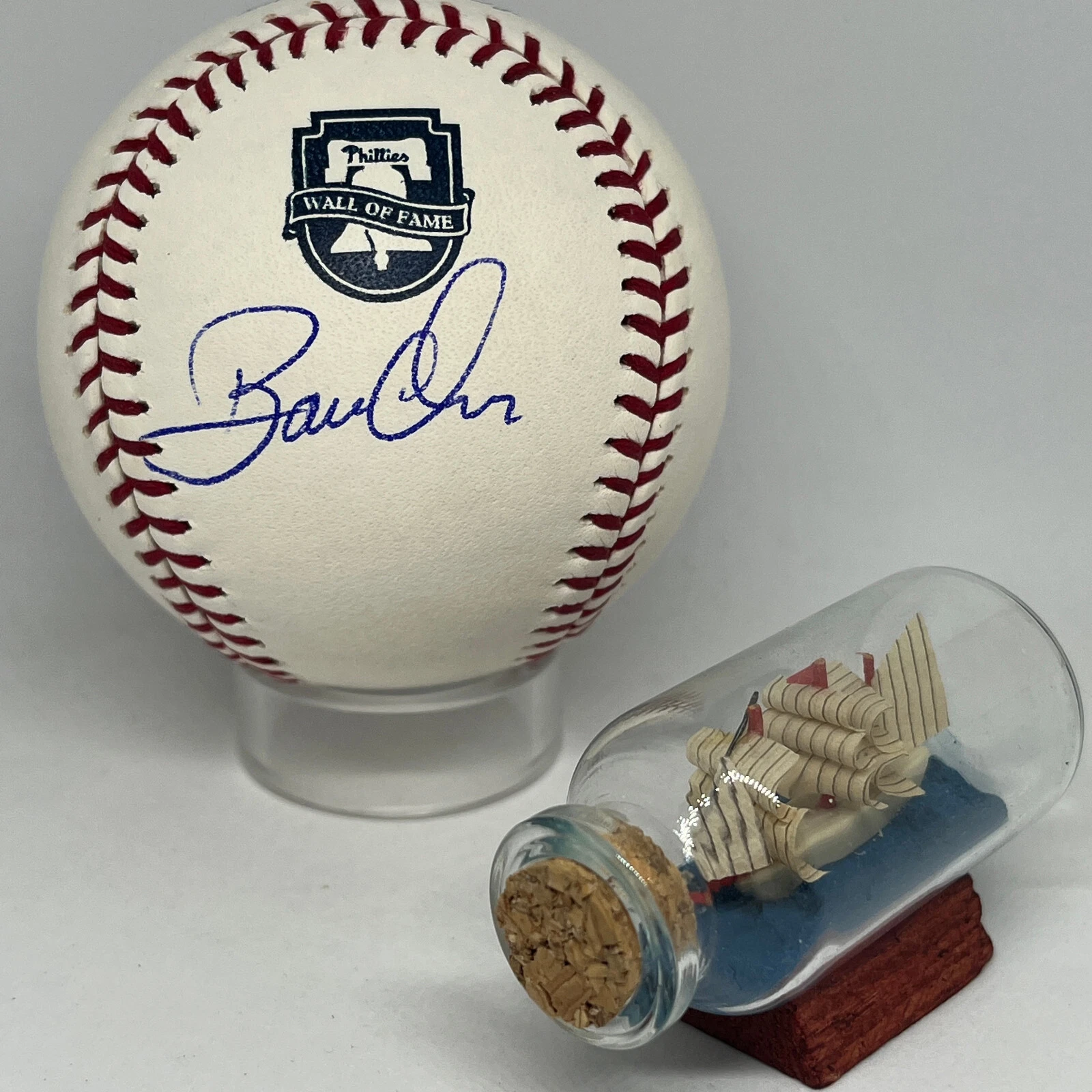 Bobby Abreu signed Rawlings Phillies WOF Wall of Fame Logo Baseball JSA A2528
