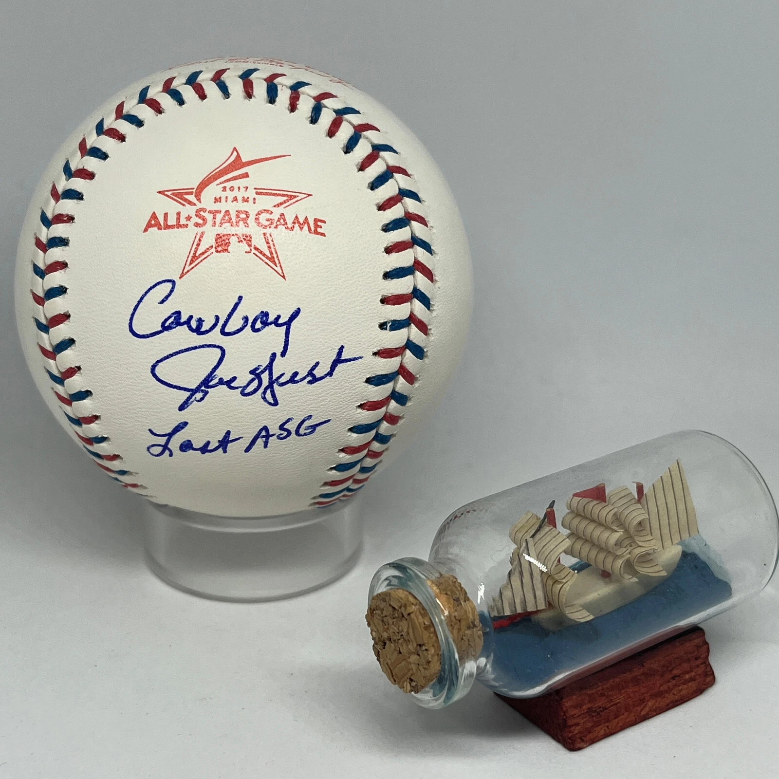 Umpire Joe West signed Rawlings 2017 All Star Logo Baseball JSA HOF Auto AQTY
