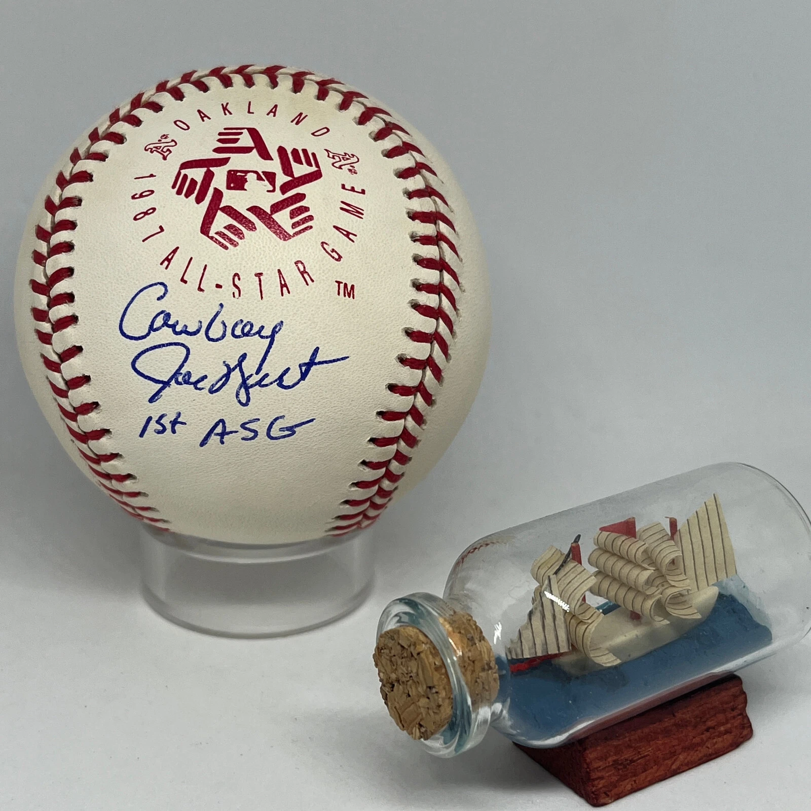 Umpire Joe West signed Rawlings 1987 All Star Logo Baseball JSA COA HOF Auto
