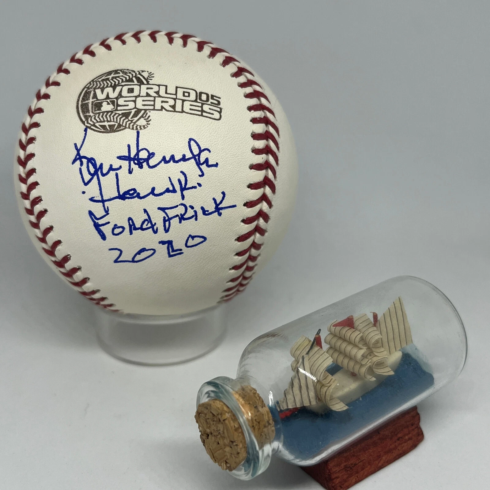 Broadcaster Ken Hawk Harrelson signed Rawlings 2005 WS Logo Baseball JSA A2580
