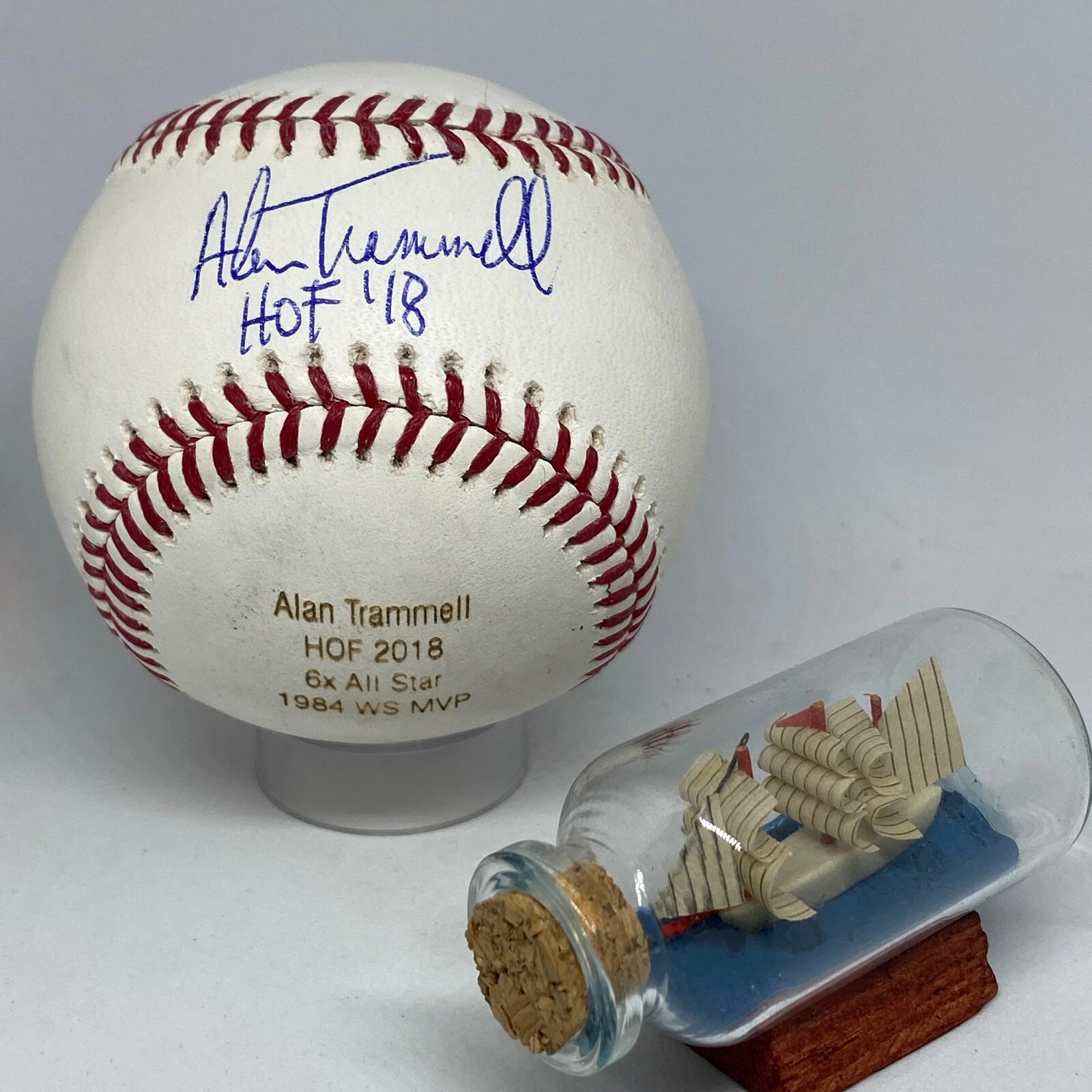 Alan Trammell signed Rawlings OML Baseball JSA COA Engraved Auto HOF Rare A2468
