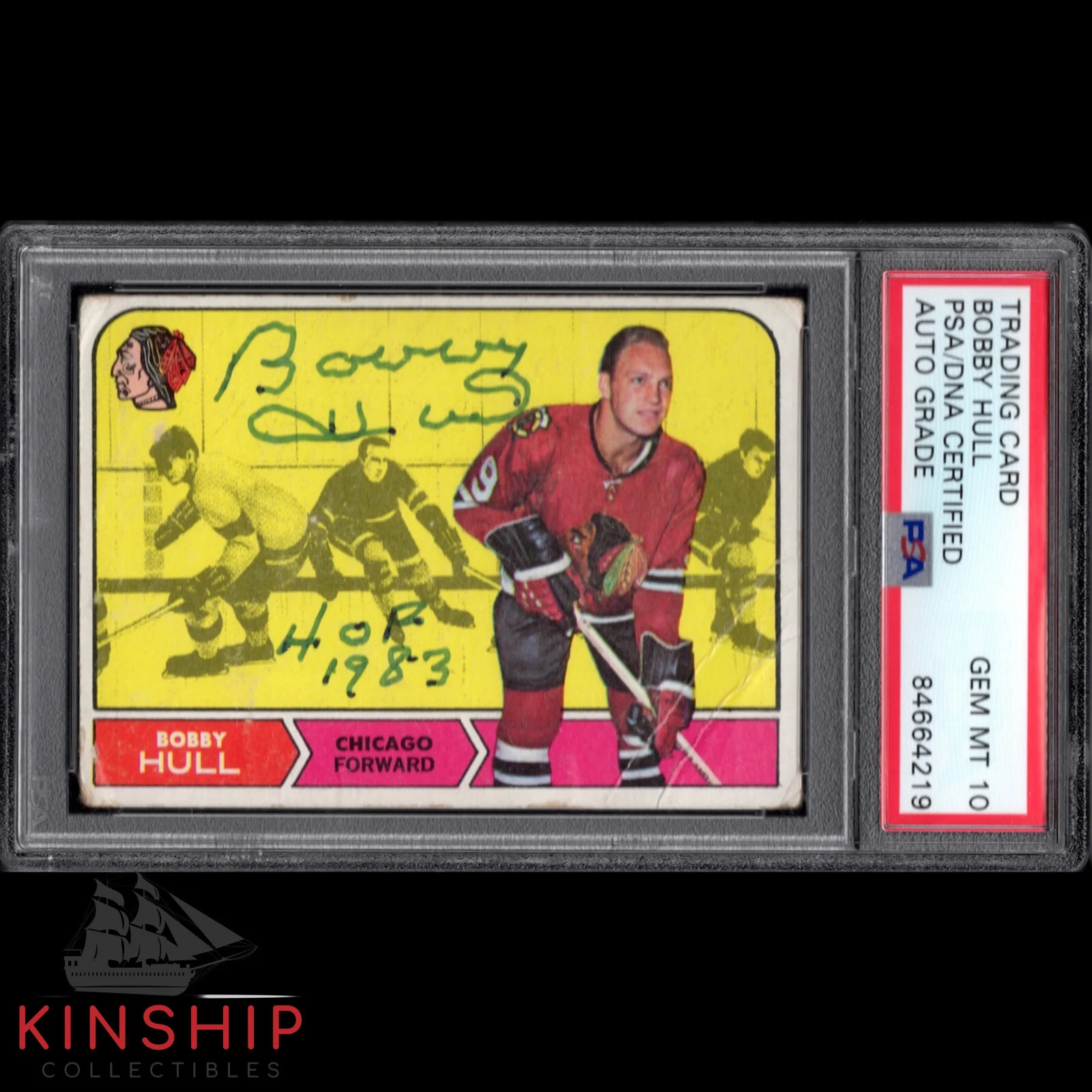 Bobby Hull signed 1968-69 Topps Card PSA DNA Slabbed Auto 10 Inscribed HOF C1085
