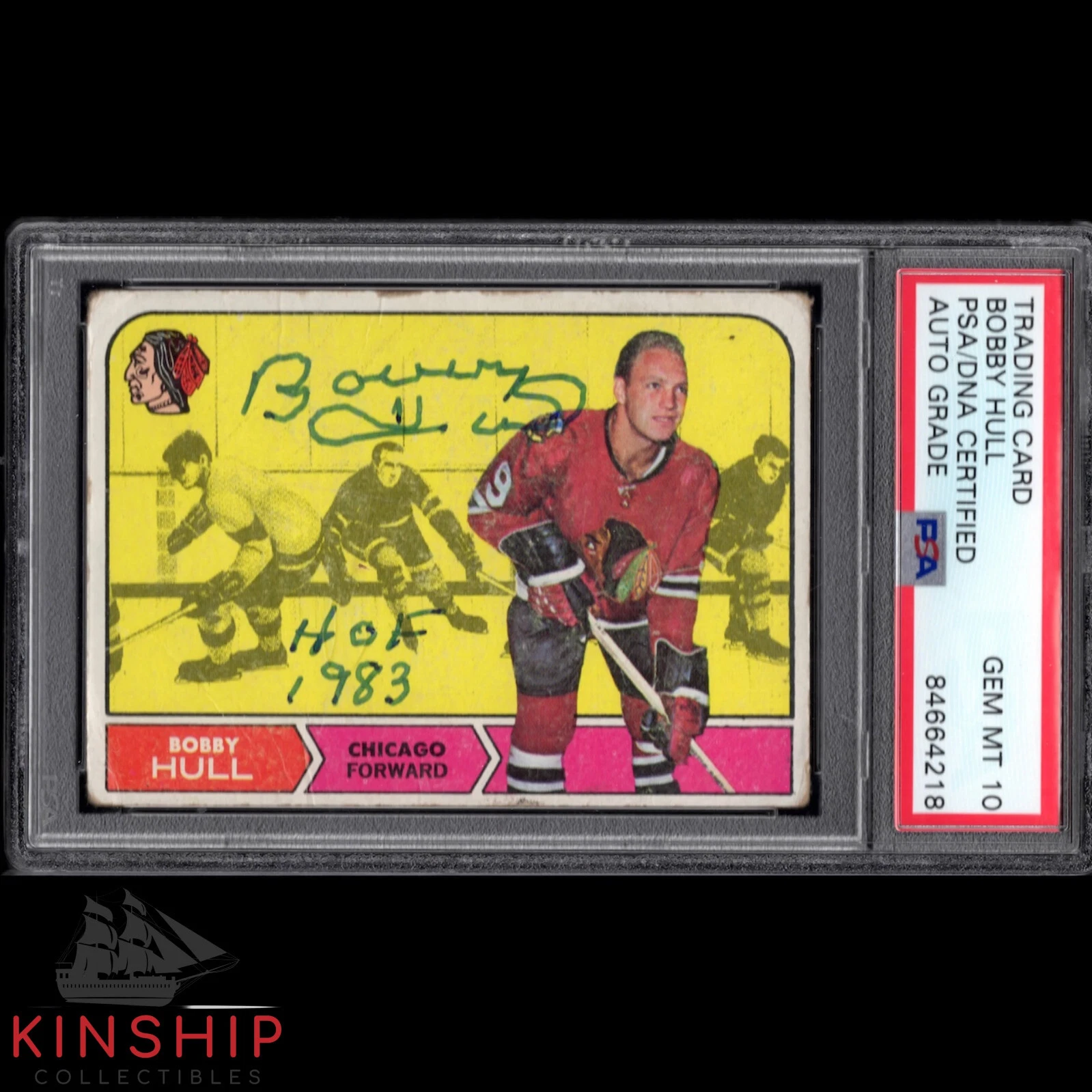 Bobby Hull signed 1968-69 Topps Card PSA DNA Slabbed Auto 10 Inscribed HOF C1132
