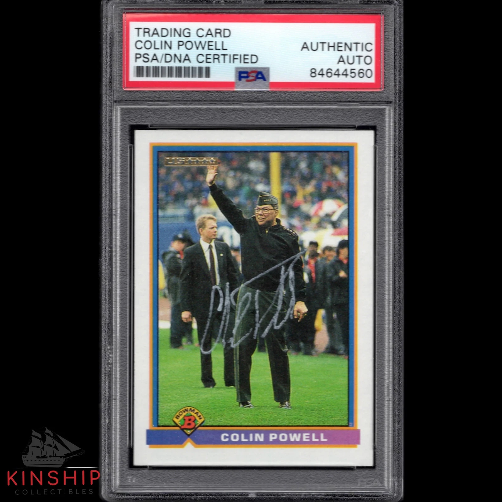 Colin Powell signed 1991 Bowman Trading Card PSA DNA Slabbed Auto Rare C1075
