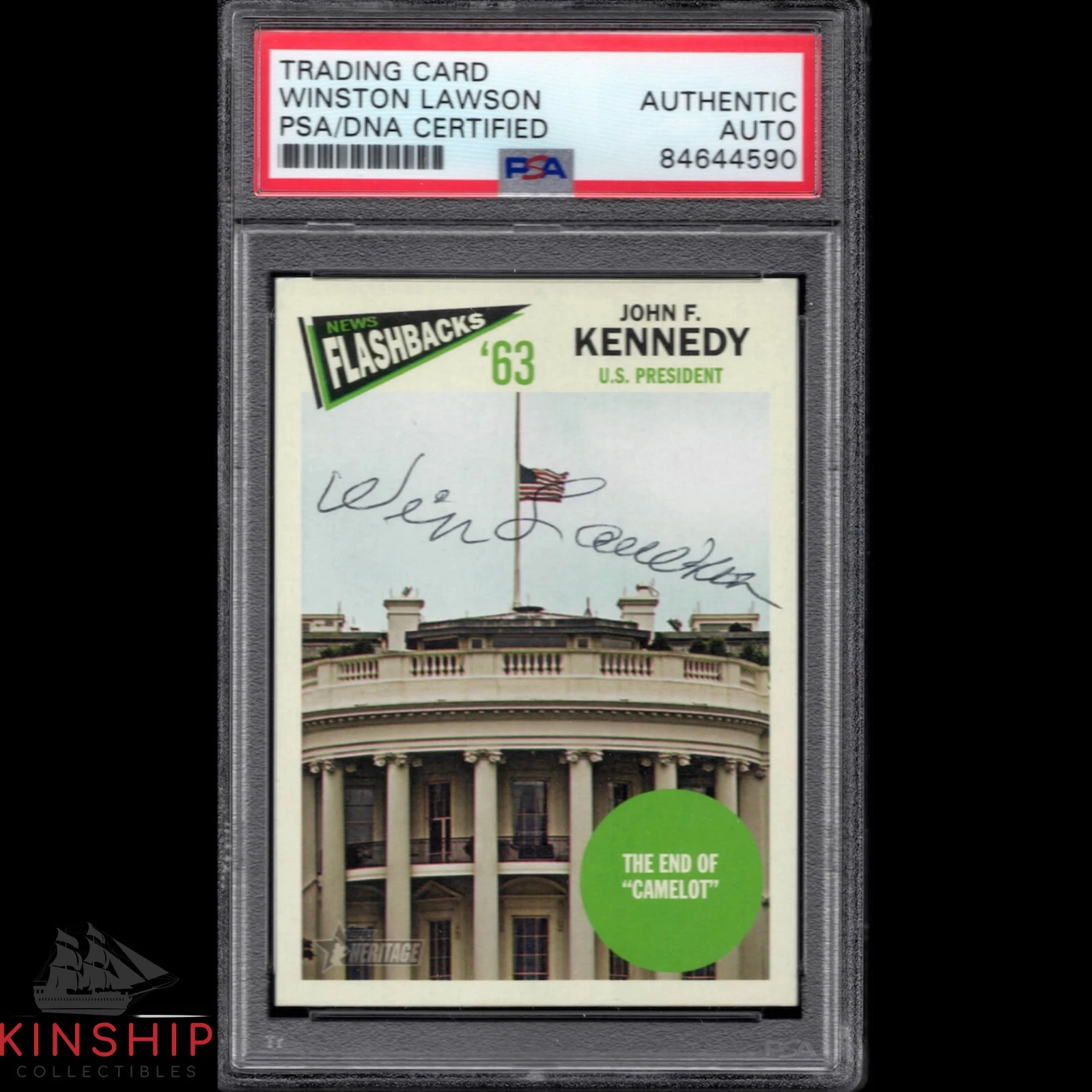 Winston Lawson signed President John F Kennedy Card PSA DNA Slabbed Auto C1059
