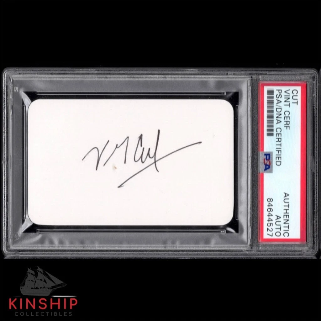 Vint Cerf signed cut PSA DNA Slabbed Auto Father of the Internet C1095
