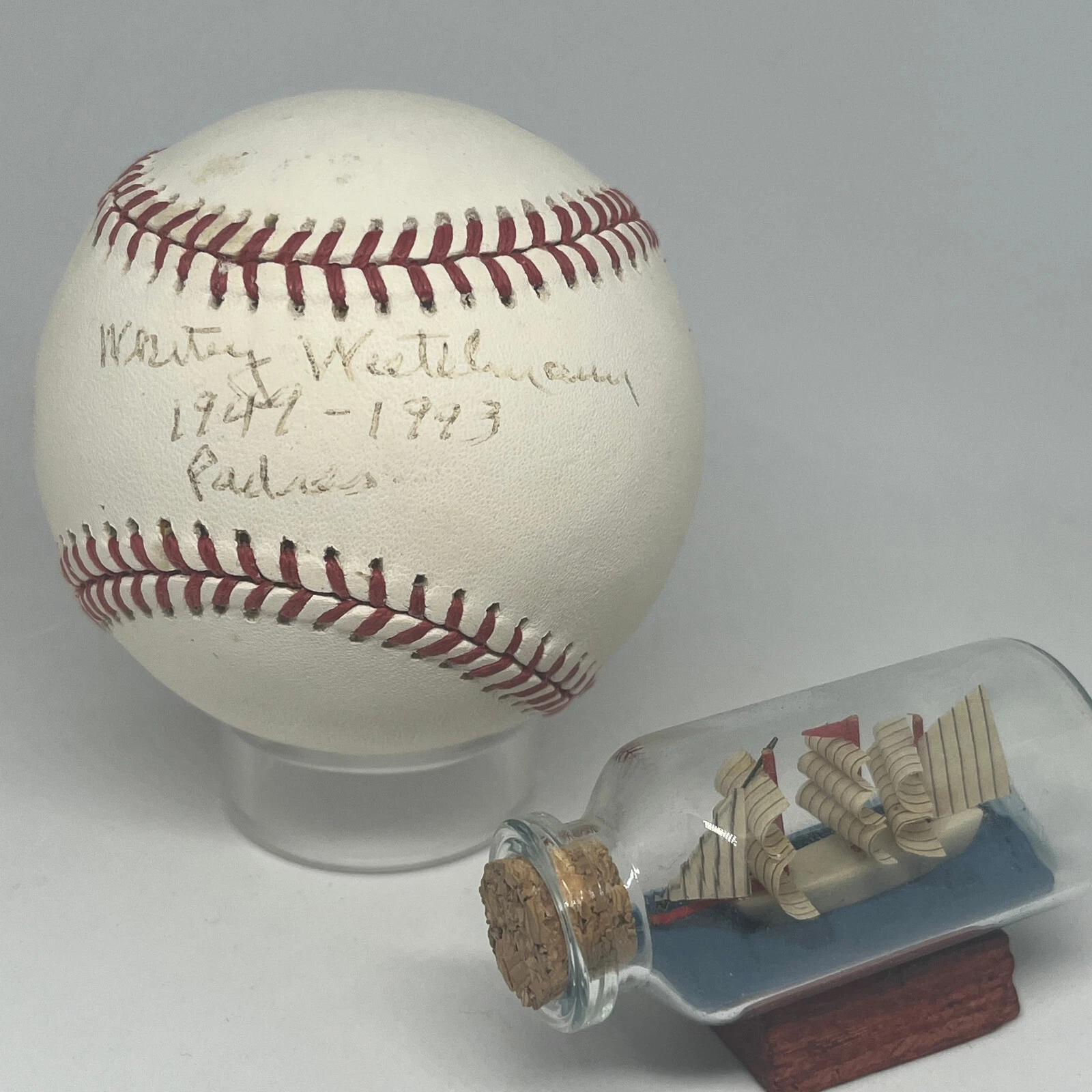 Whitey Wietelmann signed Rawlings ONL Baseball JSA COA Braves Padres Auto A2681
