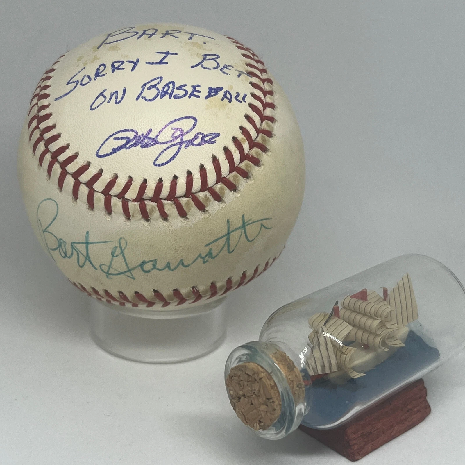 Pete Rose & Bart Giamatti Dual signed ONL Baseball JSA LOA Inscribed Auto A2687
