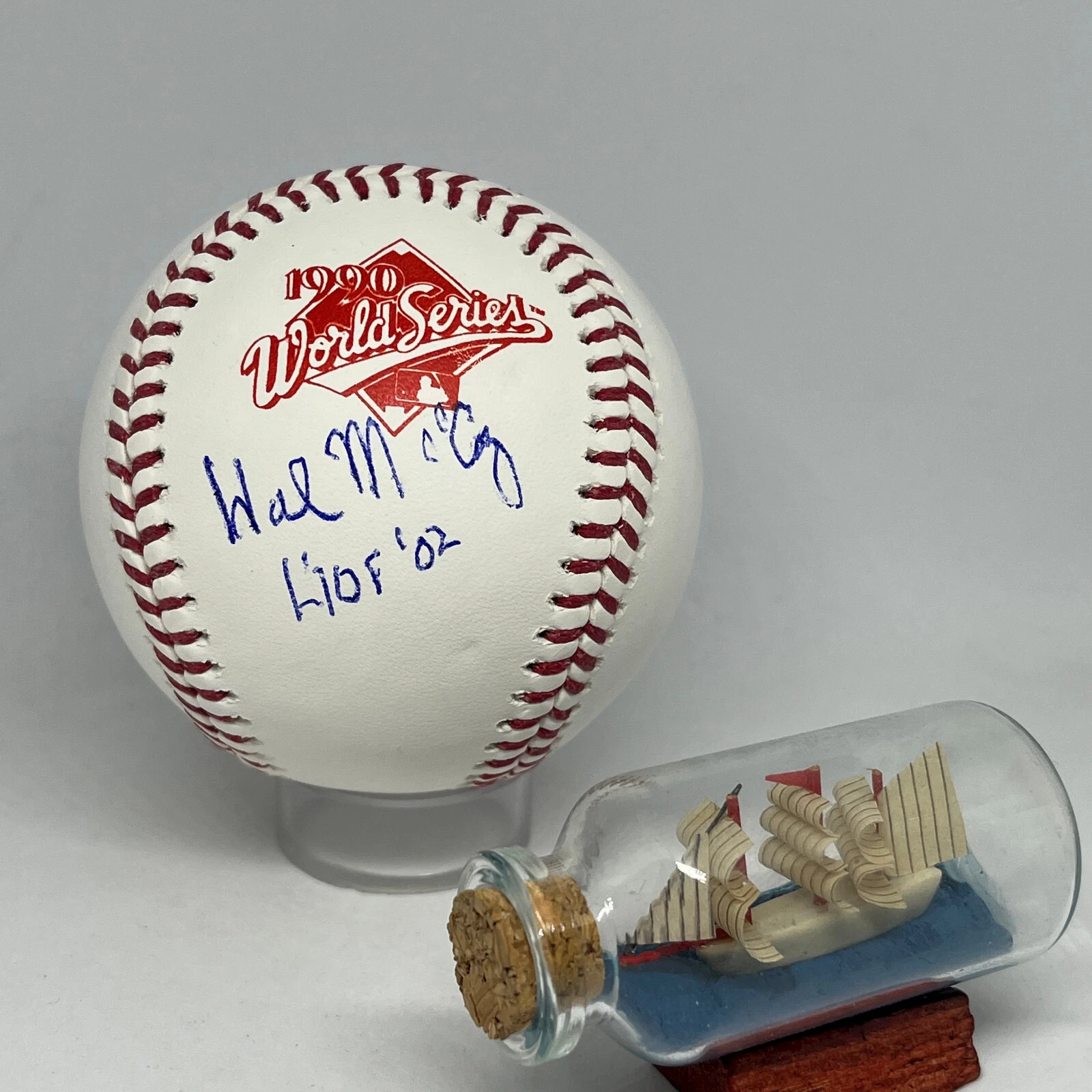 Hal McCoy signed 1990 World Series Logo Baseball JSA Auto Reds Spink HOF A2706
