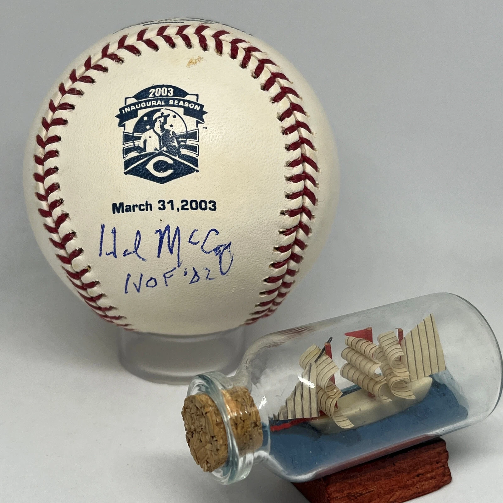 Hal McCoy signed Reds 2003 Innaugural Logo Baseball JSA COA Spink HOF Auto A2700
