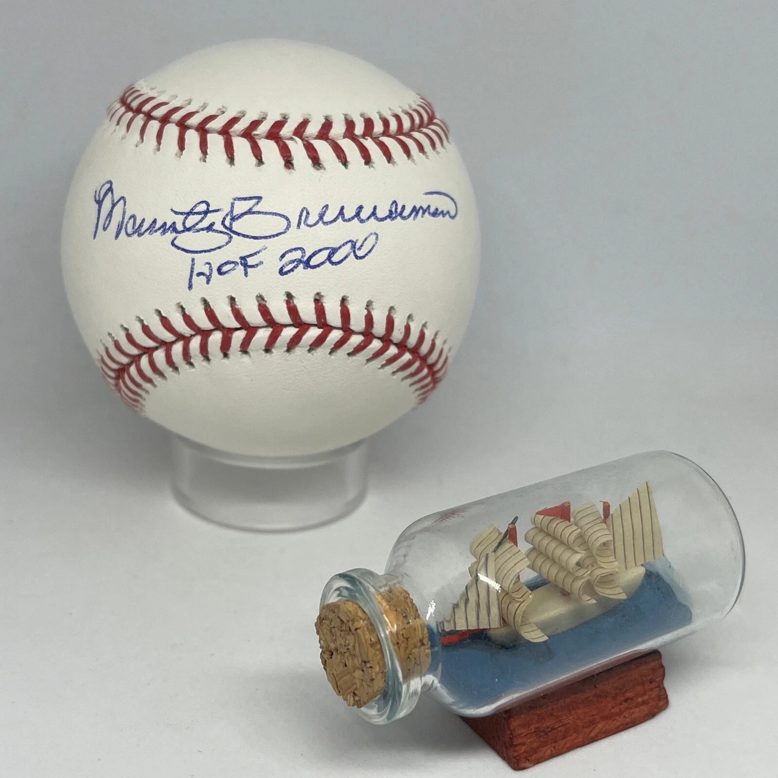 Broadcaster Marty Brennaman signed Rawlings OML Baseball JSA COA HOF Frick A2720
