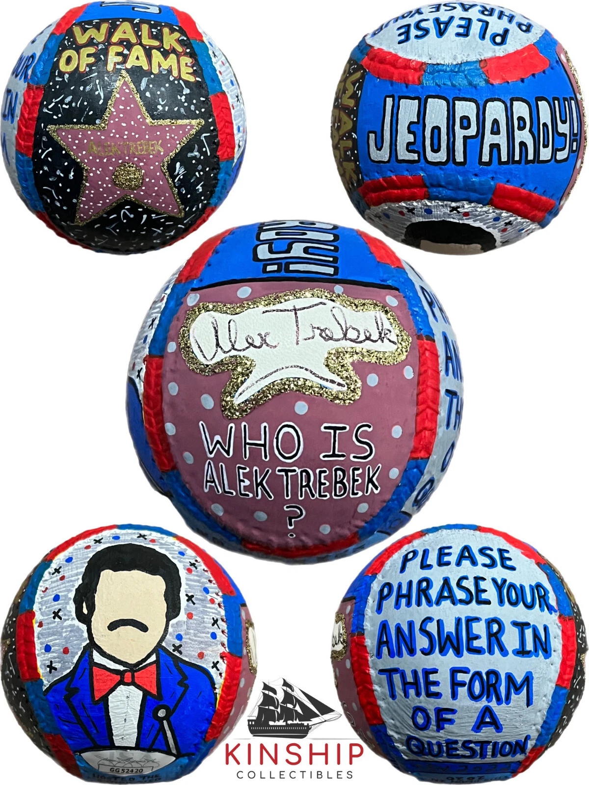 Alex Trebek signed Baseball JSA COA Hand Painted Carter X 1/1 Jeopardy Auto Y58
