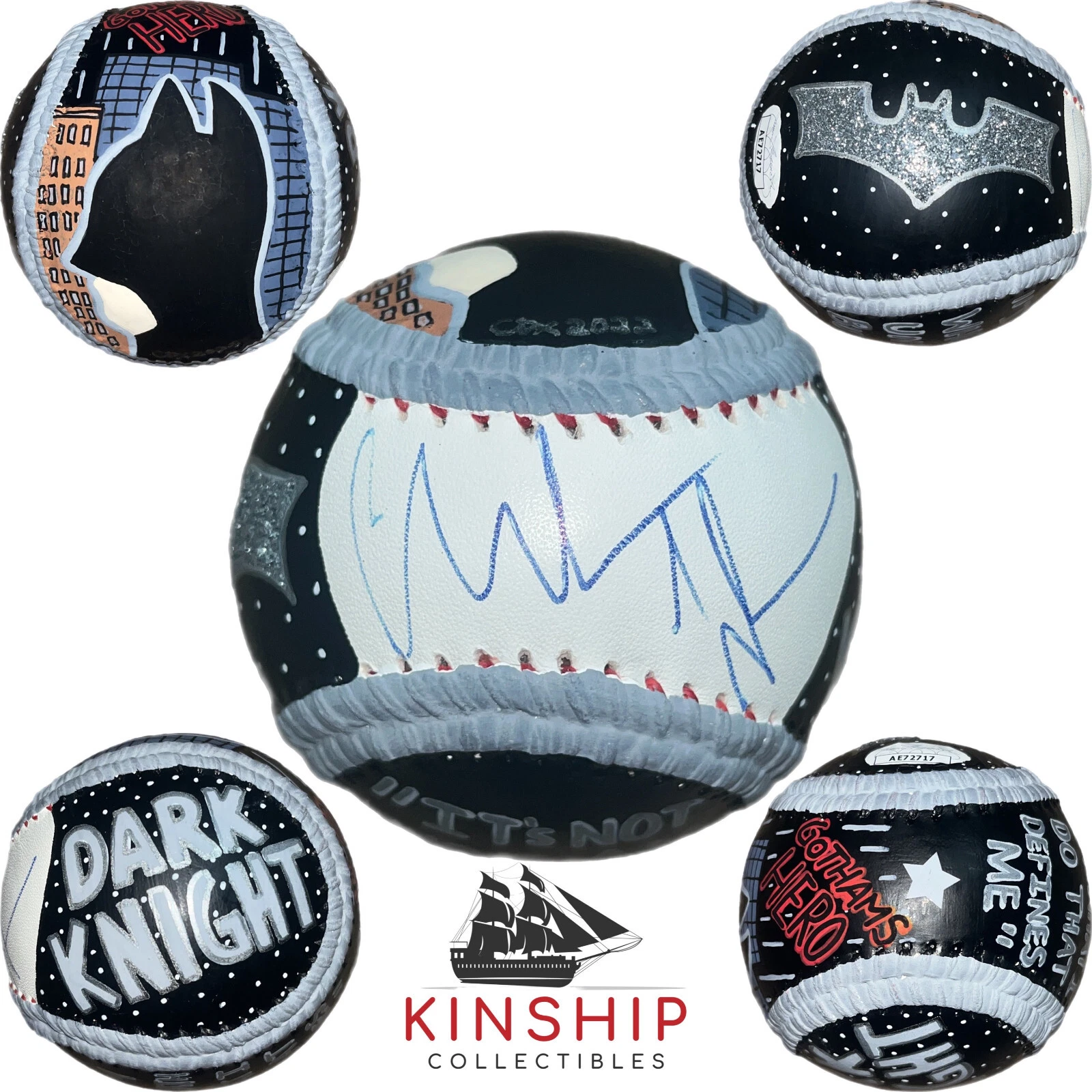 Christian Bale signed Baseball JSA COA Hand Painted Carter-X Batman Auto Y12
