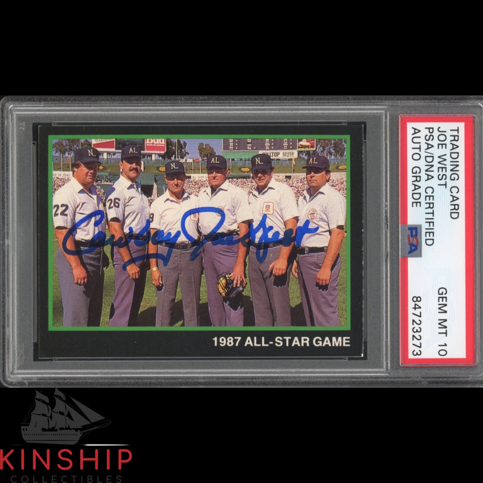 Joe West signed 1988 T & M Sports Trading Card PSA DNA Slabbed Auto 10 HOF C1211
