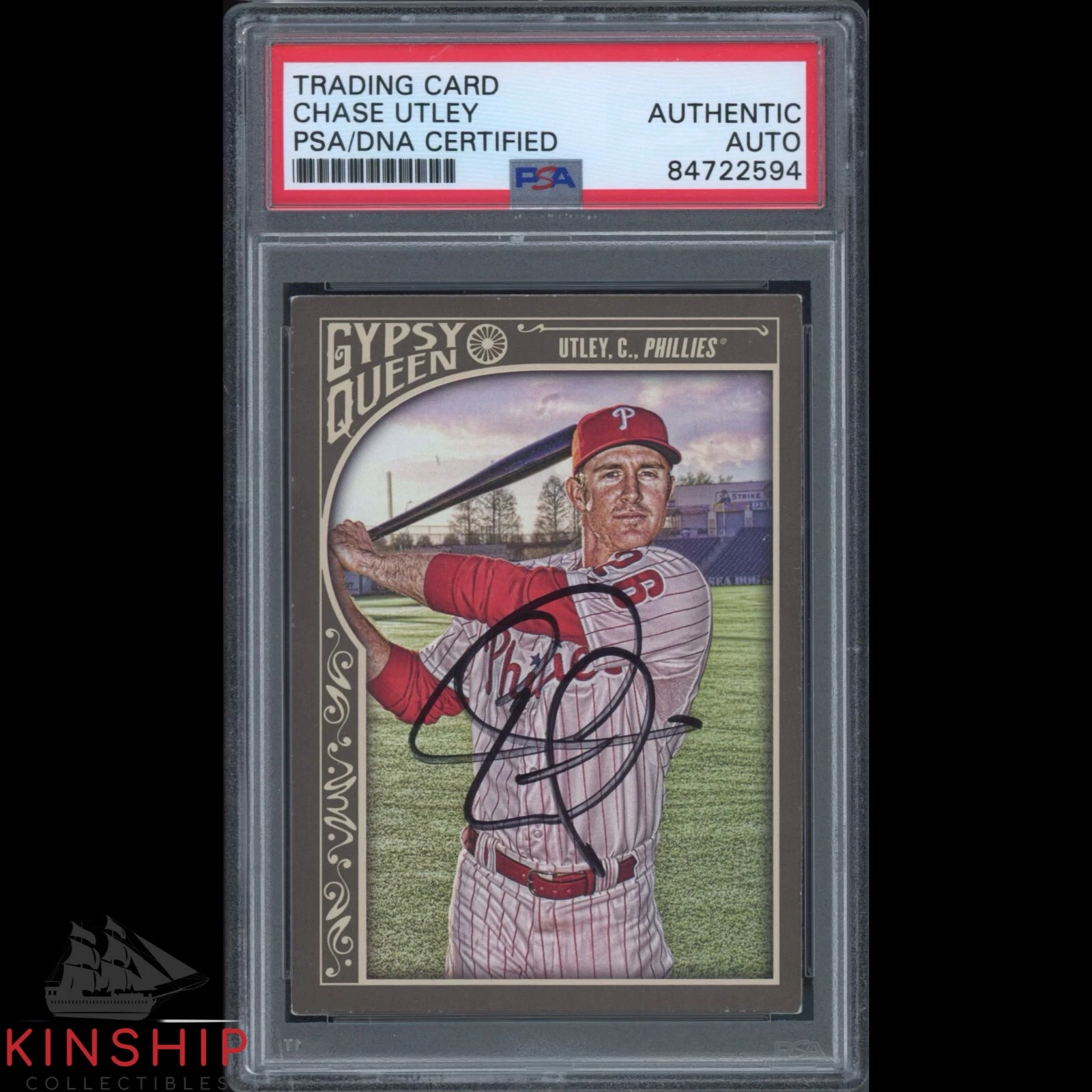 Chase Utley signed Topps 2015 Gypsy Queen Card PSA DNA Slabbed Auto HOF C1219
