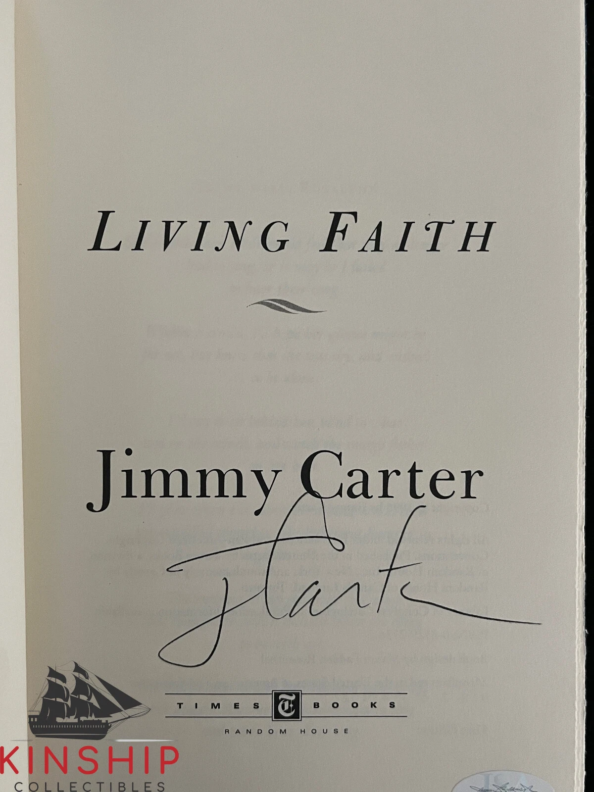 President Jimmy Carter signed Living Faith Book JSA COA Bold Auto E159
