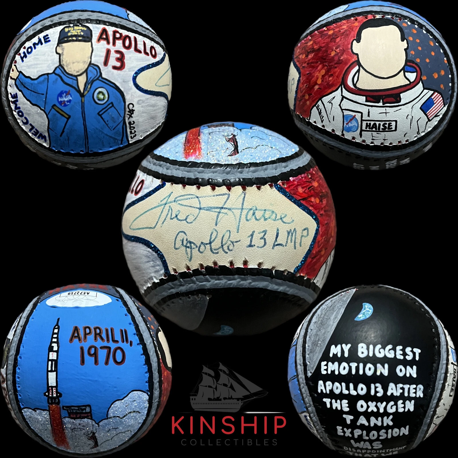 Fred Haise signed Baseball JSA COA Hand Painted Carter X Astronaut Auto Y113
