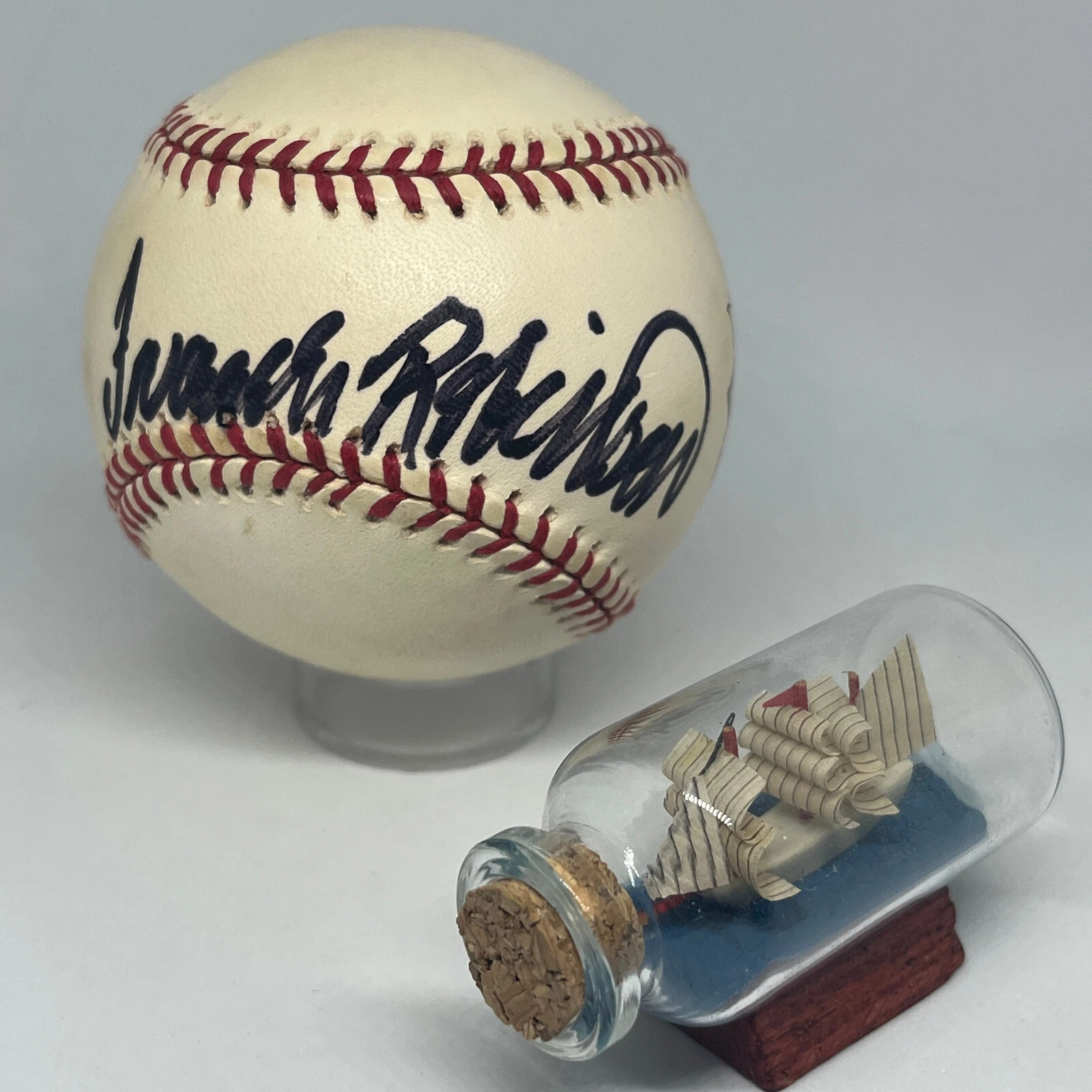 Frank Robinson signed Rawlings ONL Jackie Robinson Logo Baseball JSA HOF A2785
