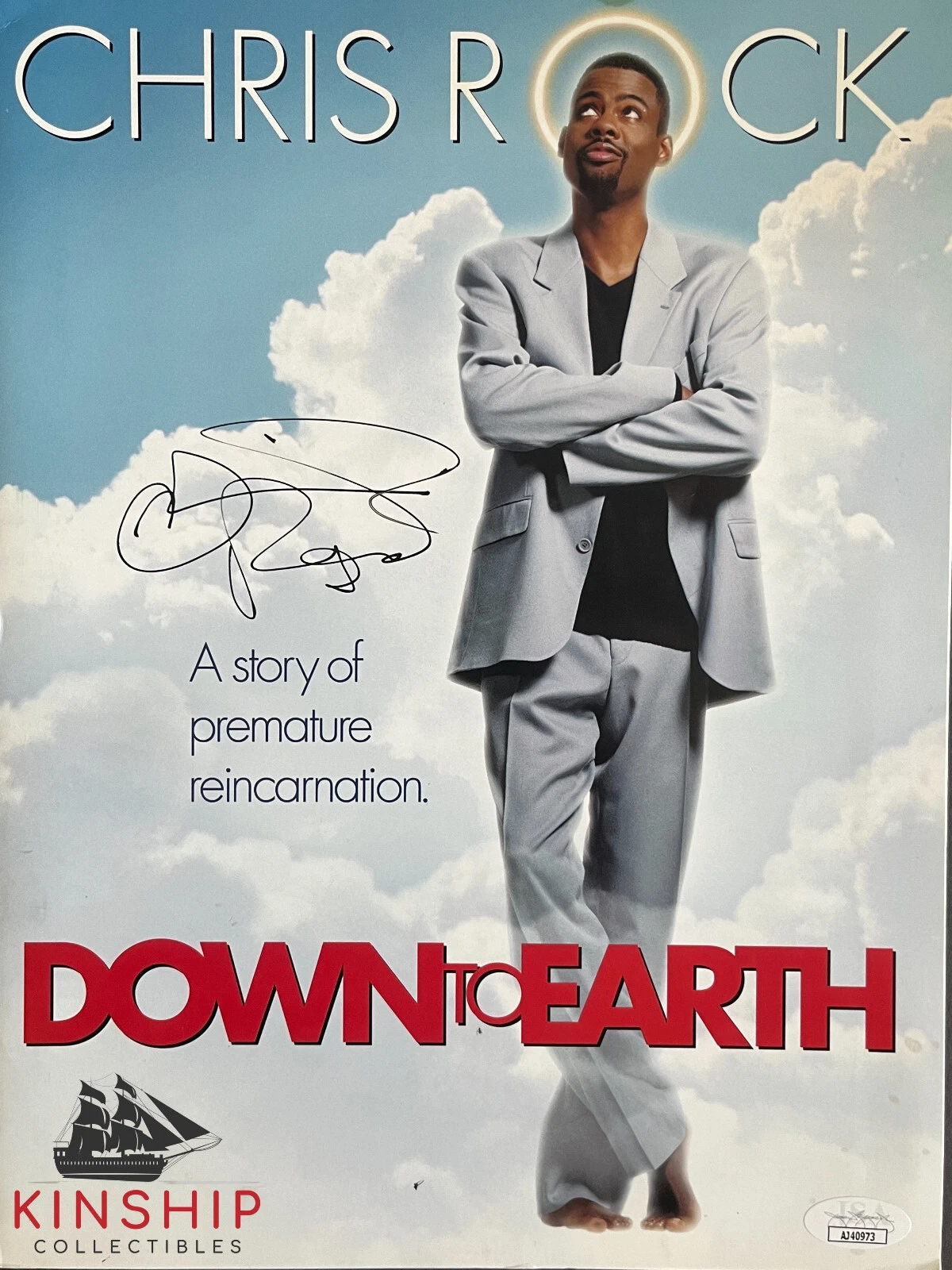 Chris Rock signed Down to Earth Movie Folder JSA COA Vintage Auto Actor Z1192
