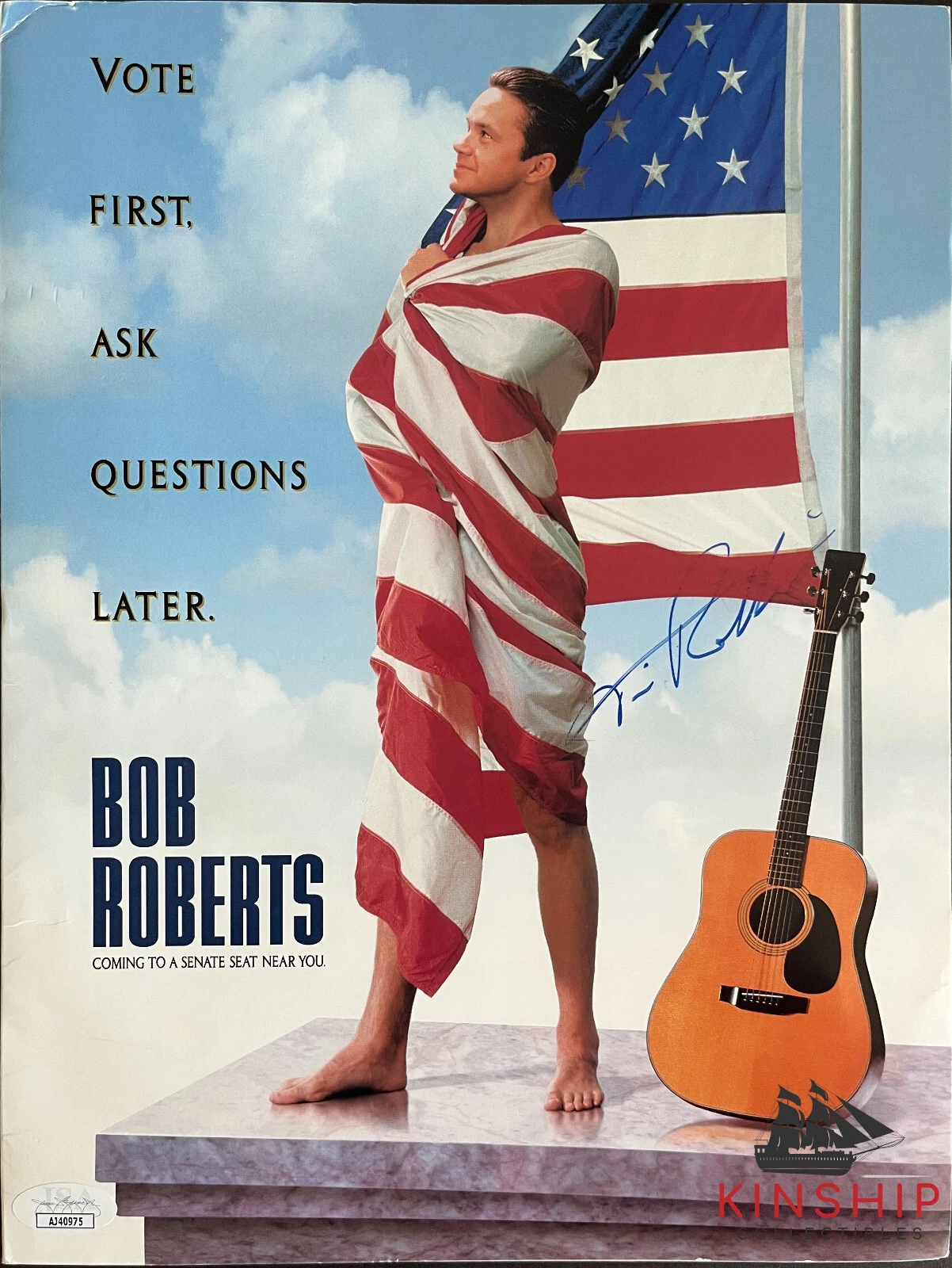 Tim Robbins signed Bob Roberts Movie Folder JSA COA Auto Actor Shawshank Z1205
