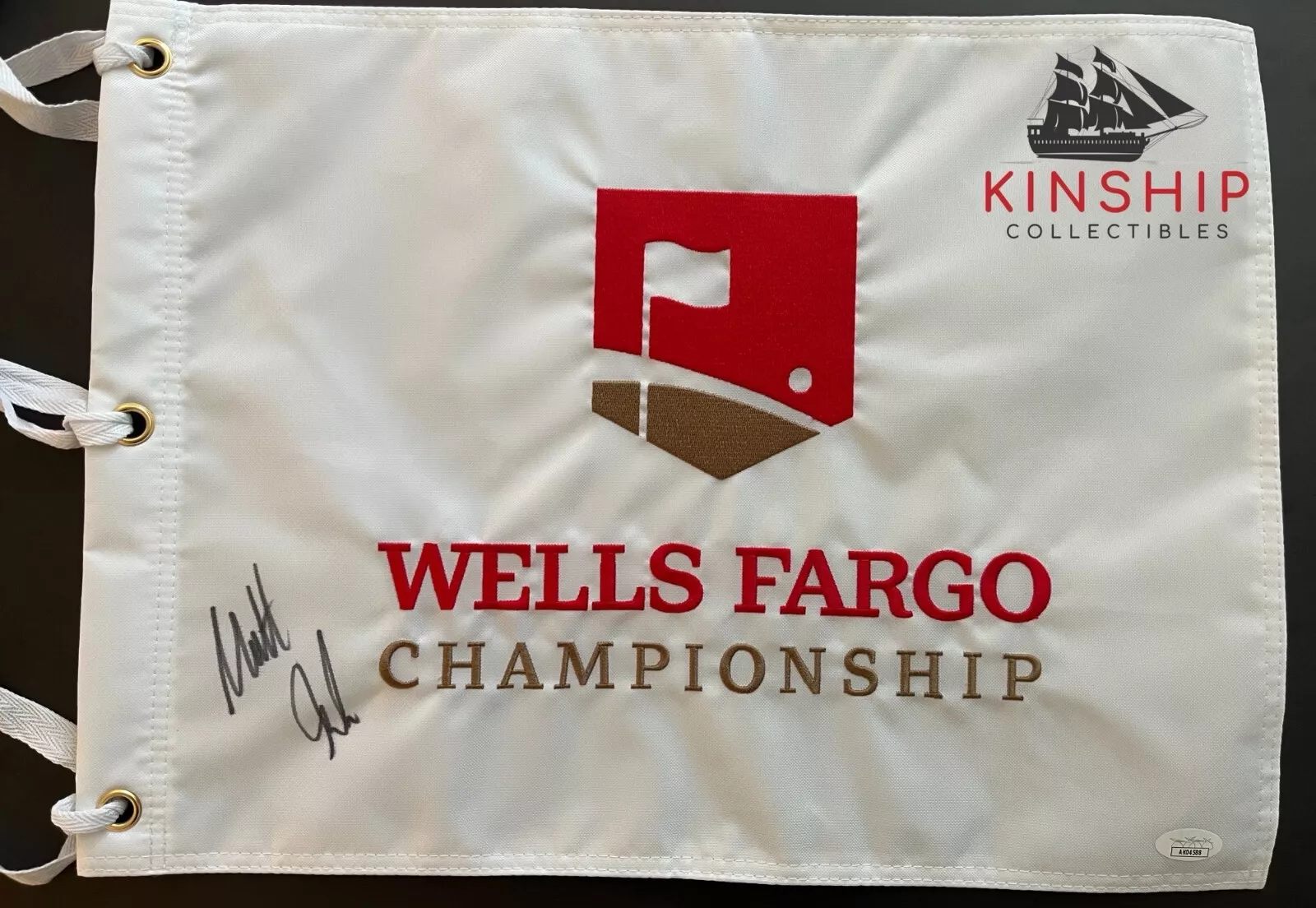 Matt Fitzpatrick signed Wells Fargo Pin Flag JSA COA Masters Golf Auto G40
