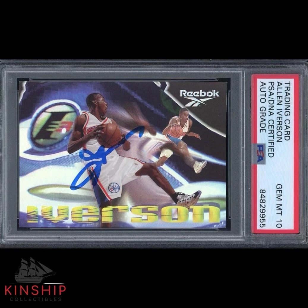 Allen Iverson signed 1997 Skybox Reeok Trading Card PSA DNA Slabbed Auto C1346
