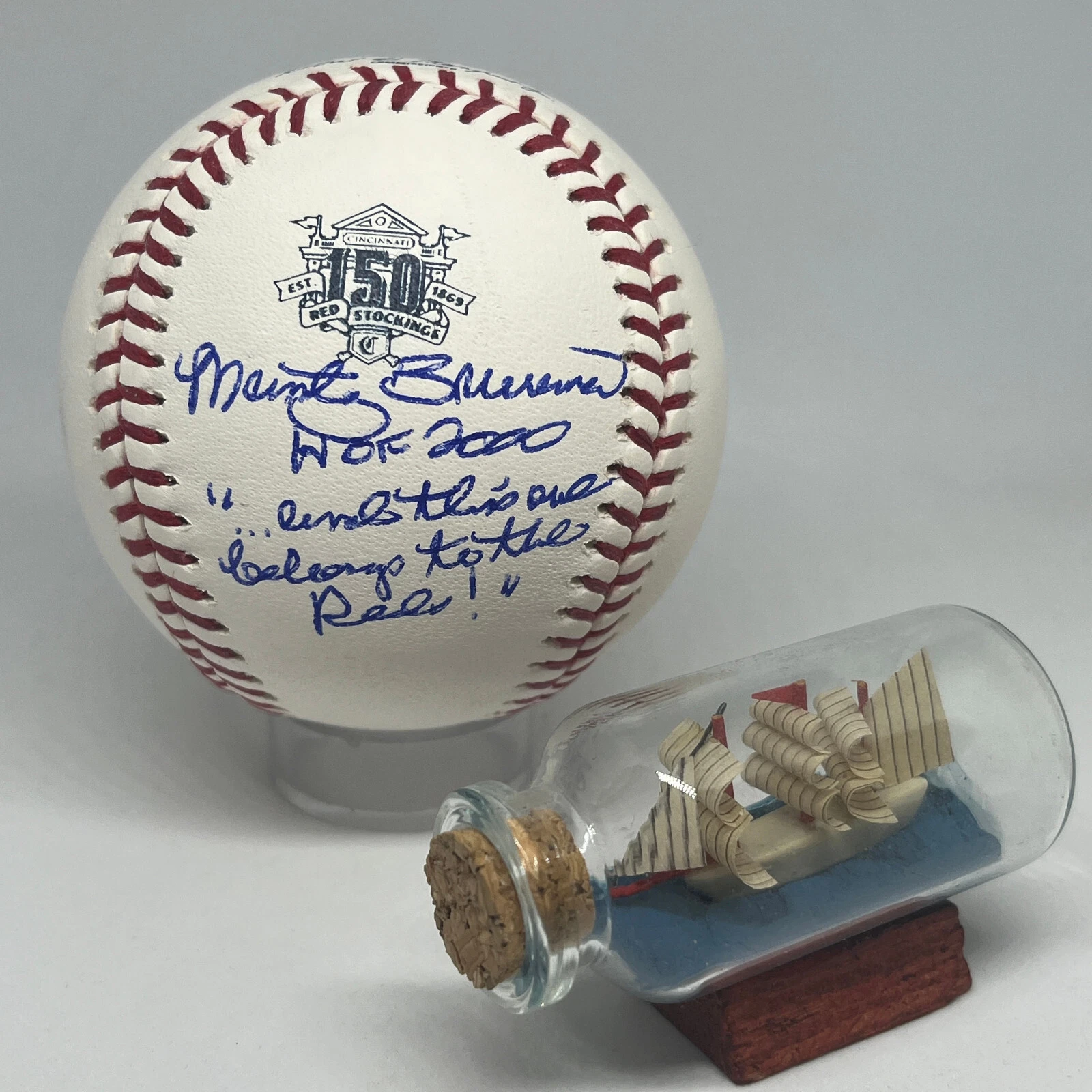 Broadcaster Marty Brennaman signed Rawlings Reds Logo Baseball JSA COA HOF A2811
