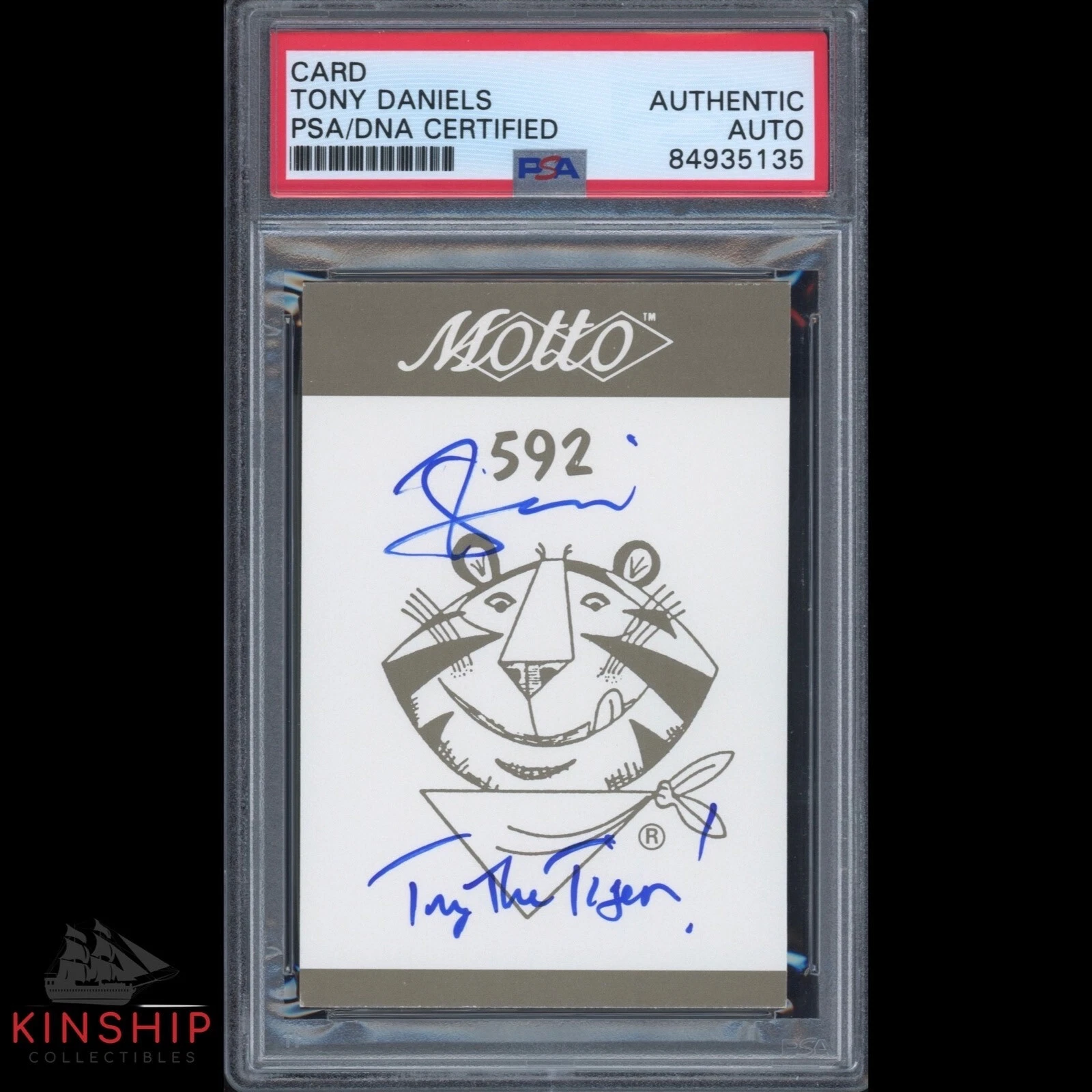 Tony Daniels signed 1987 Motto Tony the Tiger Card PSA DNA Slabbed Auto C1408
