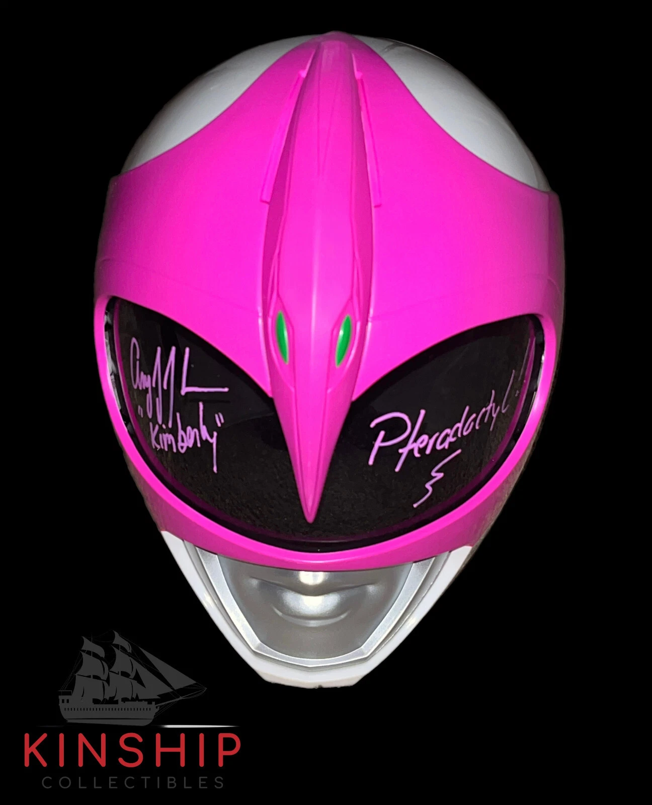 Amy Jo Johnson signed Pink Power Ranger Full Size Helmet JSA COA Insc Auto ZQTY
