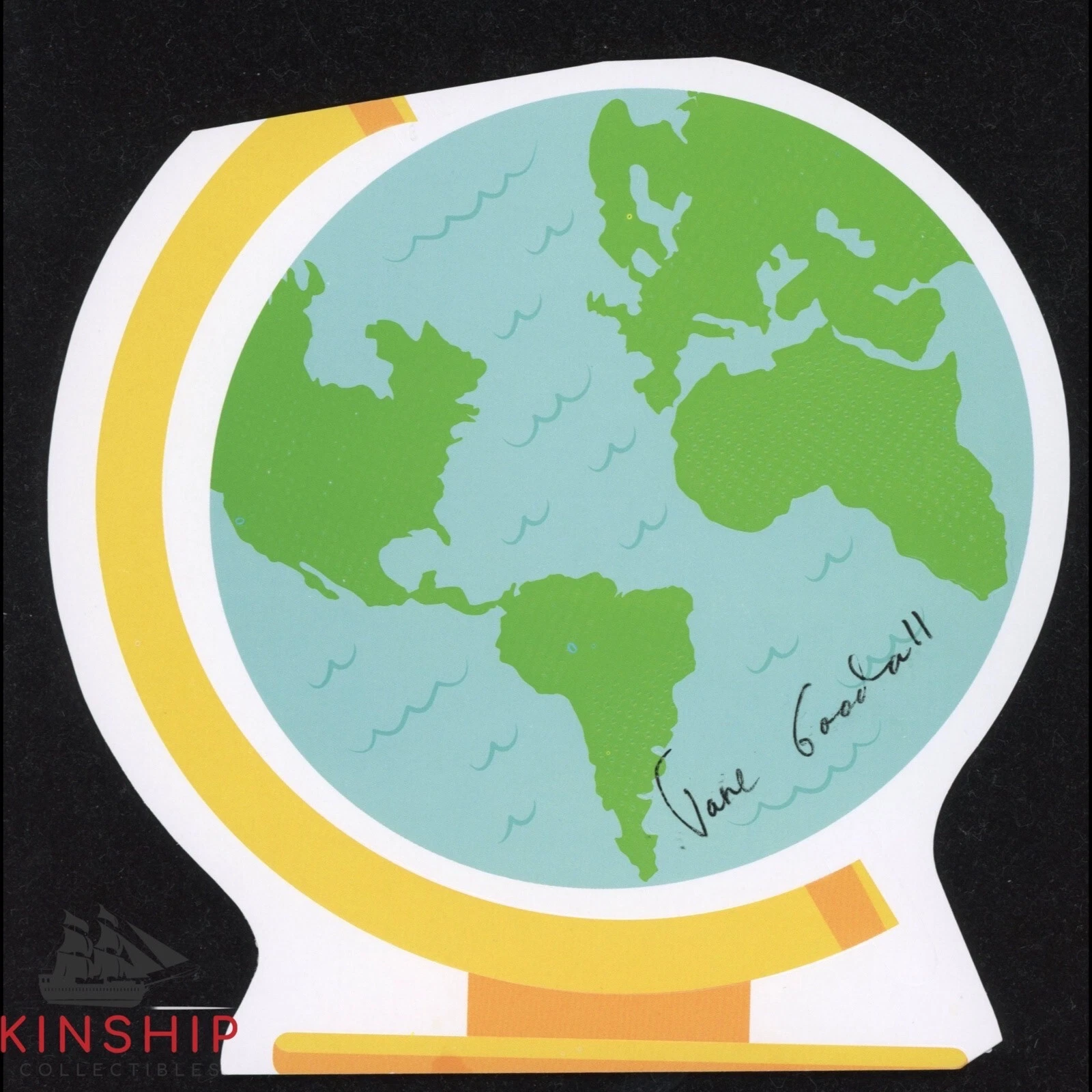 Jane Goodall signed Globe Cut JSA COA Chimpanzee Expert Auto Rare Z1283
