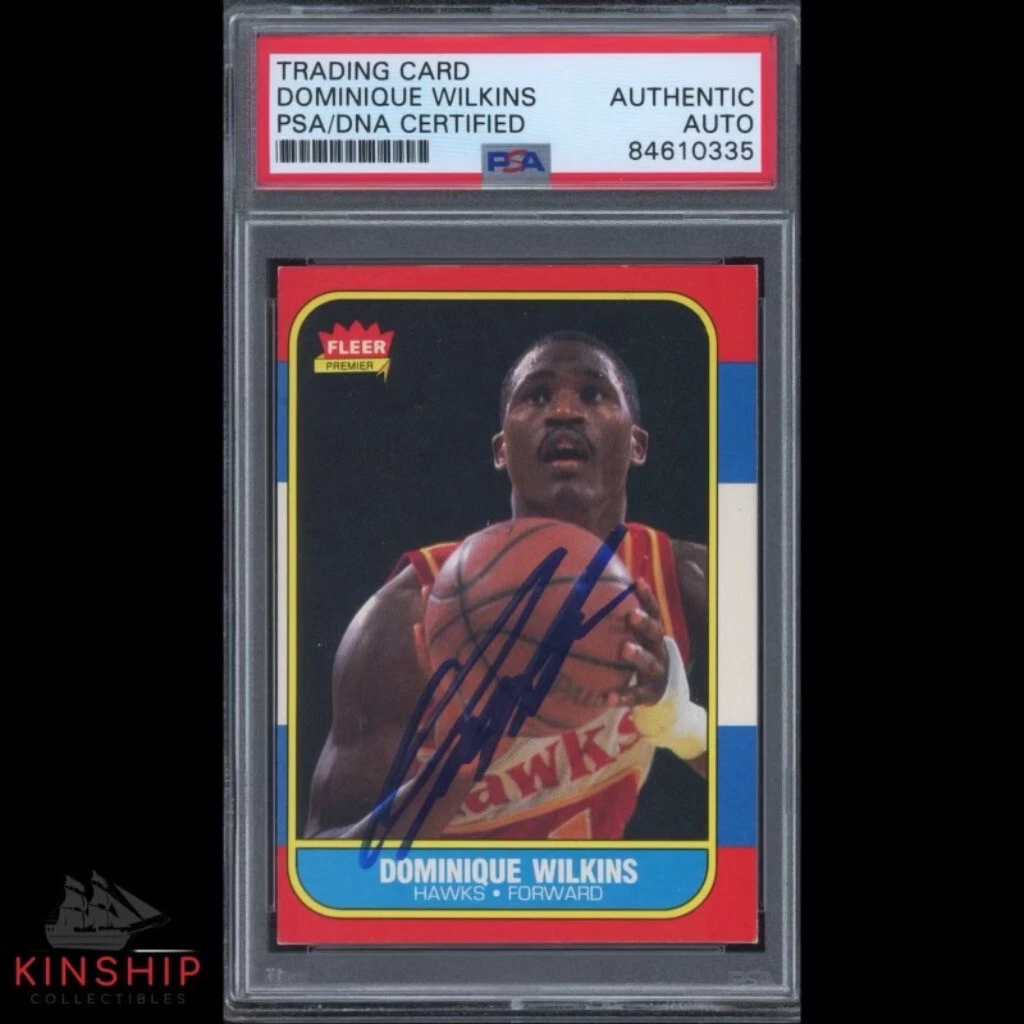 Dominique Wilkins signed 1986 Fleer Rookie Card PSA DNA Auto 121 HOF Hawks C1463
