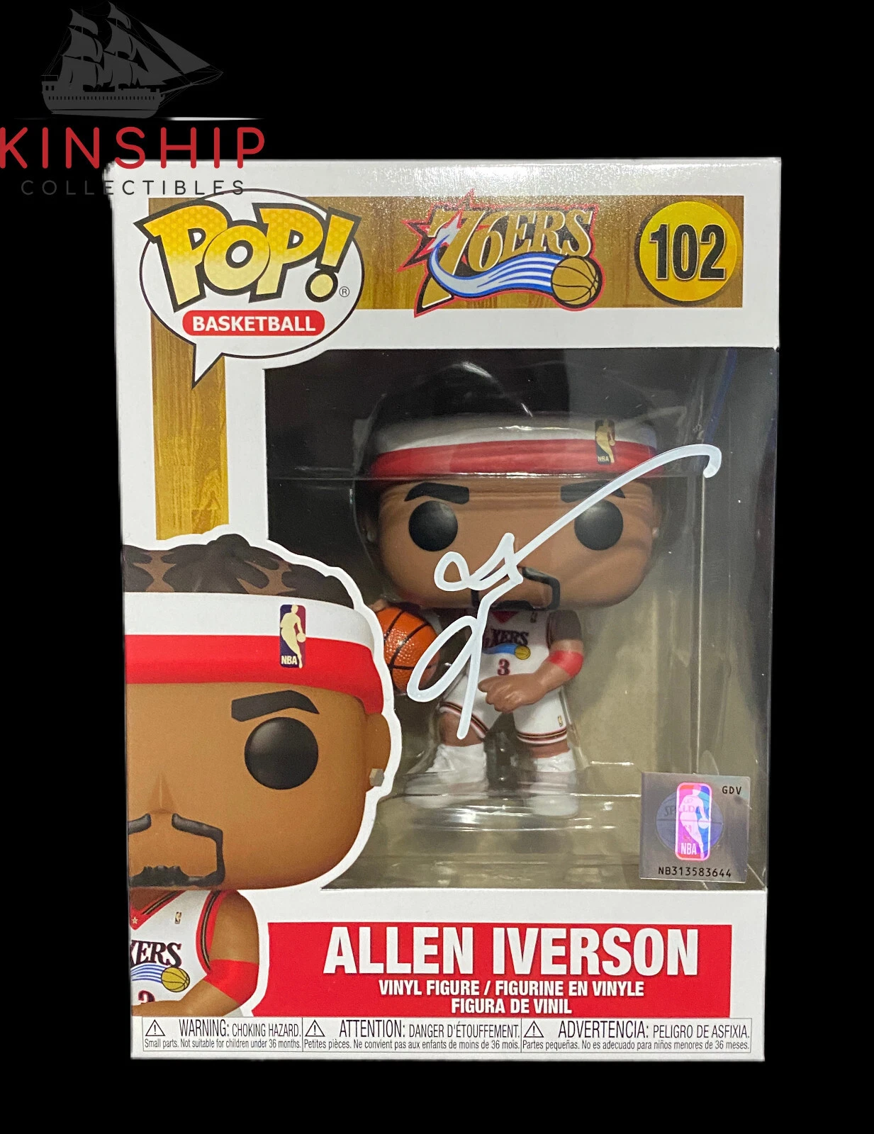 Allen Iverson signed Funko Pop JSA COA 76ers Auto Bold HOF #102 Sixers ZQTY
