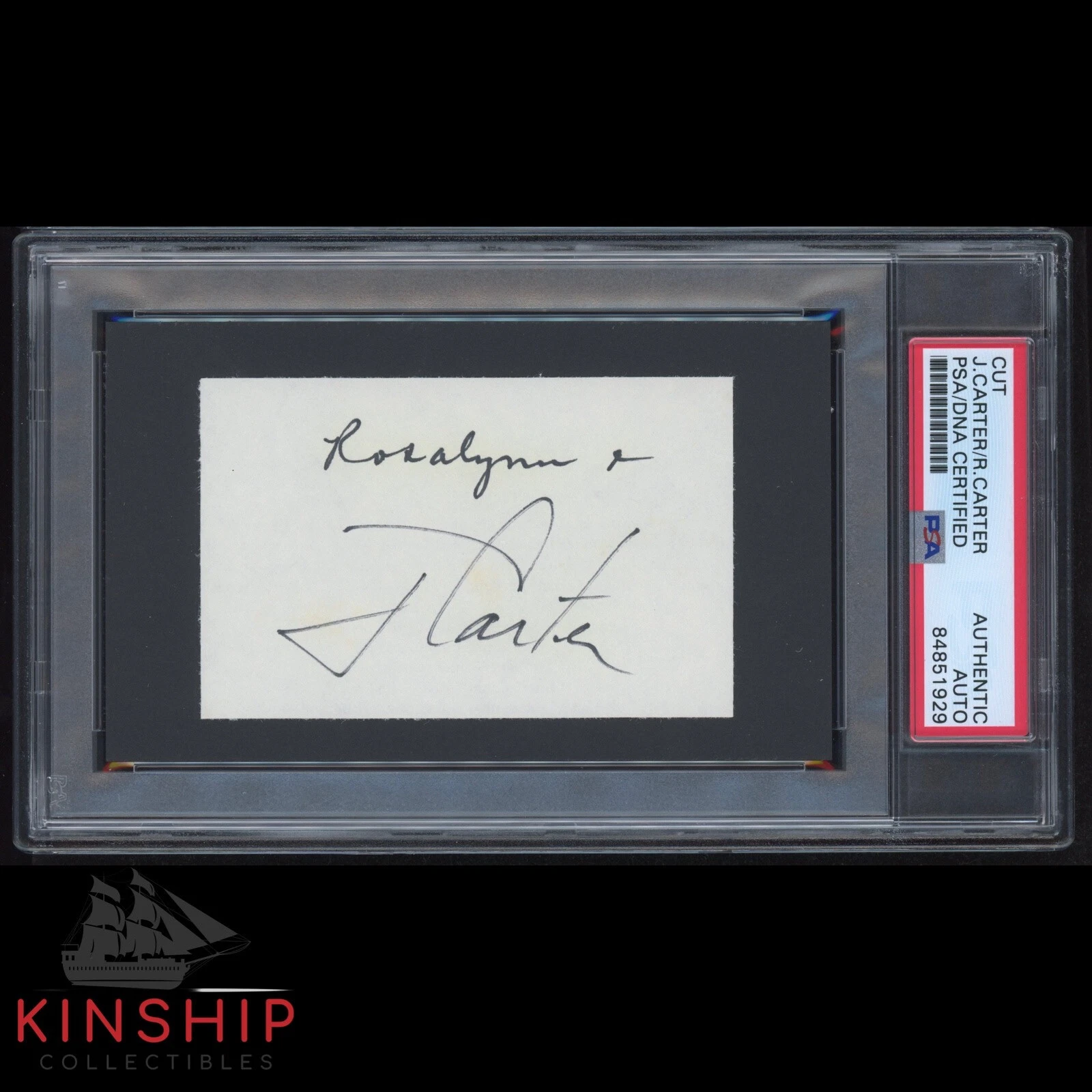 President Jimmy Carter signed Cut with Rosalynn PSA DNA Slabbed Auto C1539
