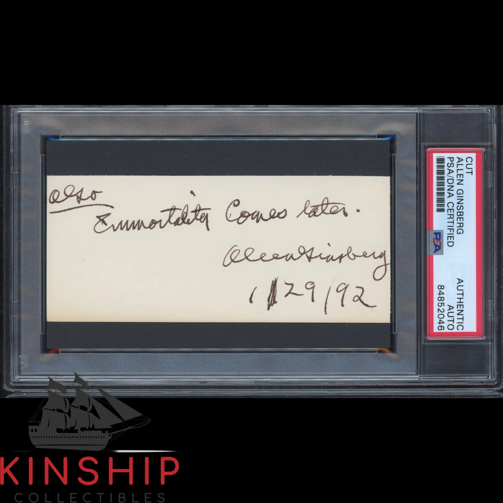 Allen Ginsberg signed cut PSA DNA Slabbed Inscribed Auto Poet C1572
