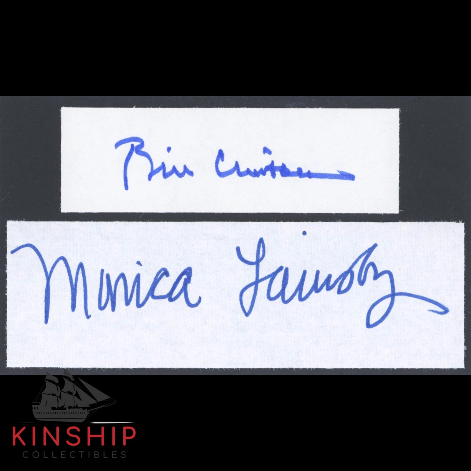 President Bill Clinton & Monica Lewinsky signed Cut Display JSA COA Auto Z1324
