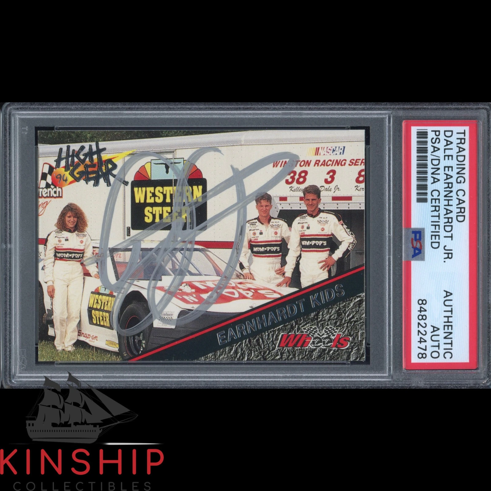 Dale Earnhardt Jr signed 1994 Wheels High Gear Kids Card PSA DNA Slab Auto C1654
