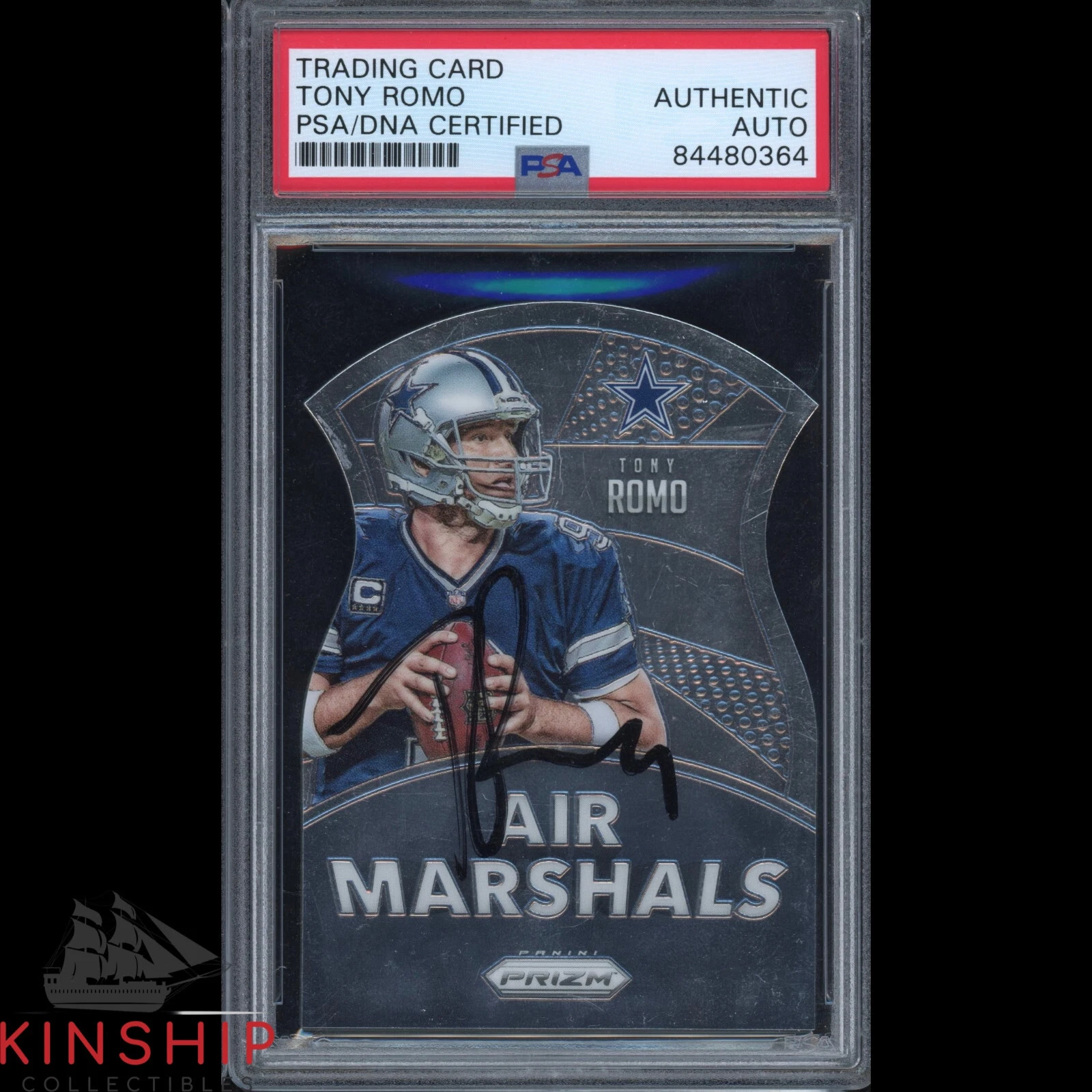 Tony Romo signed 2015 Panini Prizm Trading Card PSA DNA Slabbed Auto C1742
