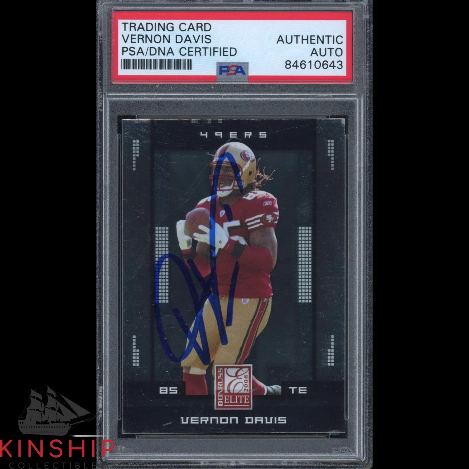 VERNON DAVIS SIGNED 2008 DONRUSS ELITE TRADING CARD PSA DNA SLABBED AUTO C1741 COLLECTIBLE MEMORABILIA