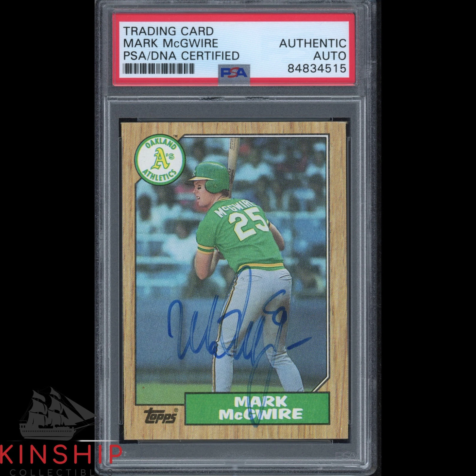 Mark McGwire signed 1987 Topps Rookie Card PSA DNA Slabbed #366 Auto C1729
