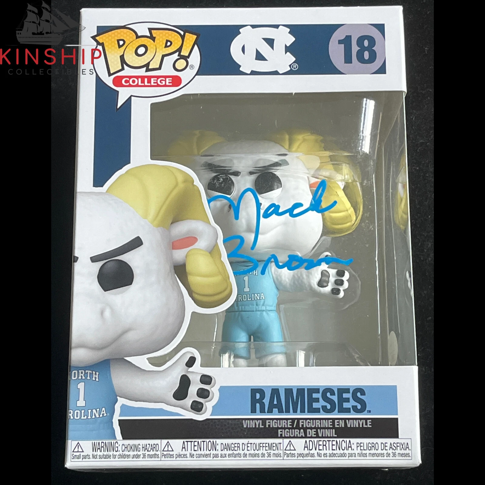 Mack Brown signed UNC Funko Pop Rameses #18 JSA COA Football Coach Auto Z1341
