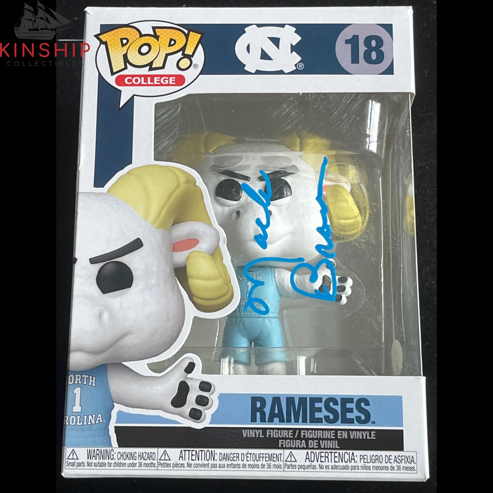 Mack Brown signed UNC Funko Pop Rameses #18 JSA COA Football Coach Auto Z1344
