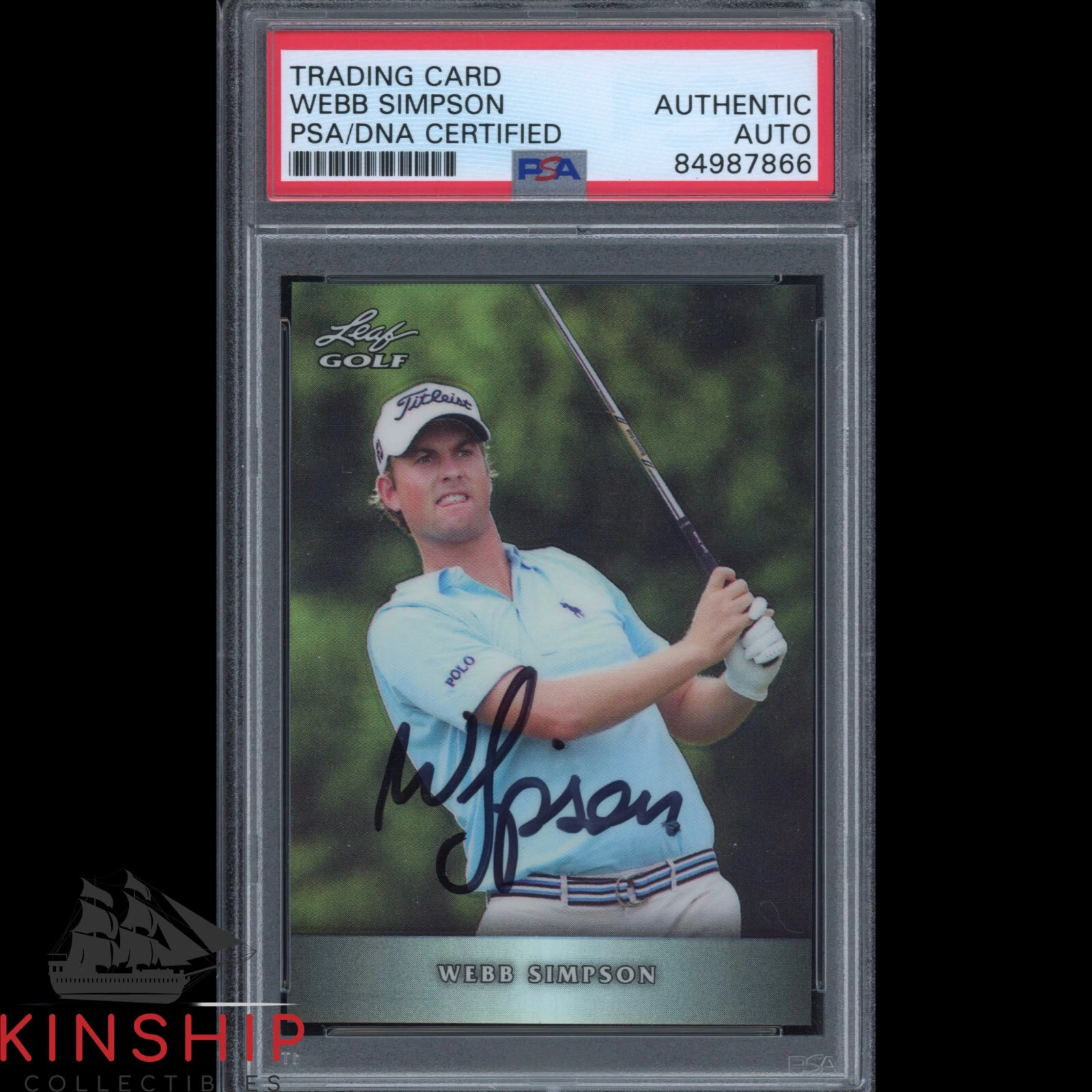 WEBB SIMPSON SIGNED 2011 LEAF GOLF ROOKIE CARD PSA DNA AUTO MASTERS RC C1864 COLLECTIBLE MEMORABILIA