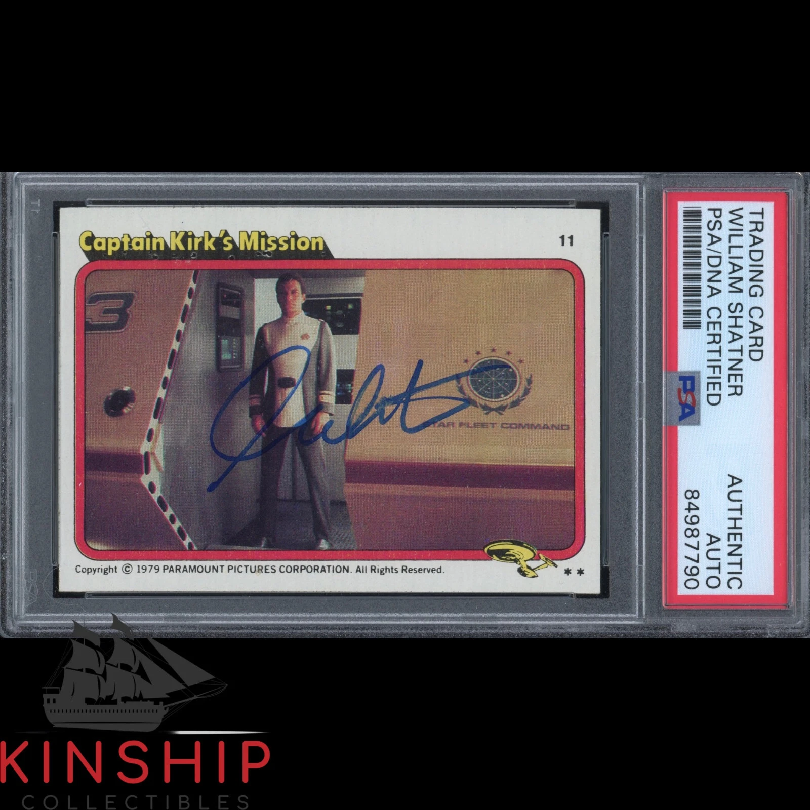 WILLIAM SHATNER SIGNED 1979 STAR TREK TRADING CARD PSA DNA SLABBED AUTO C1852 COLLECTIBLE MEMORABILIA