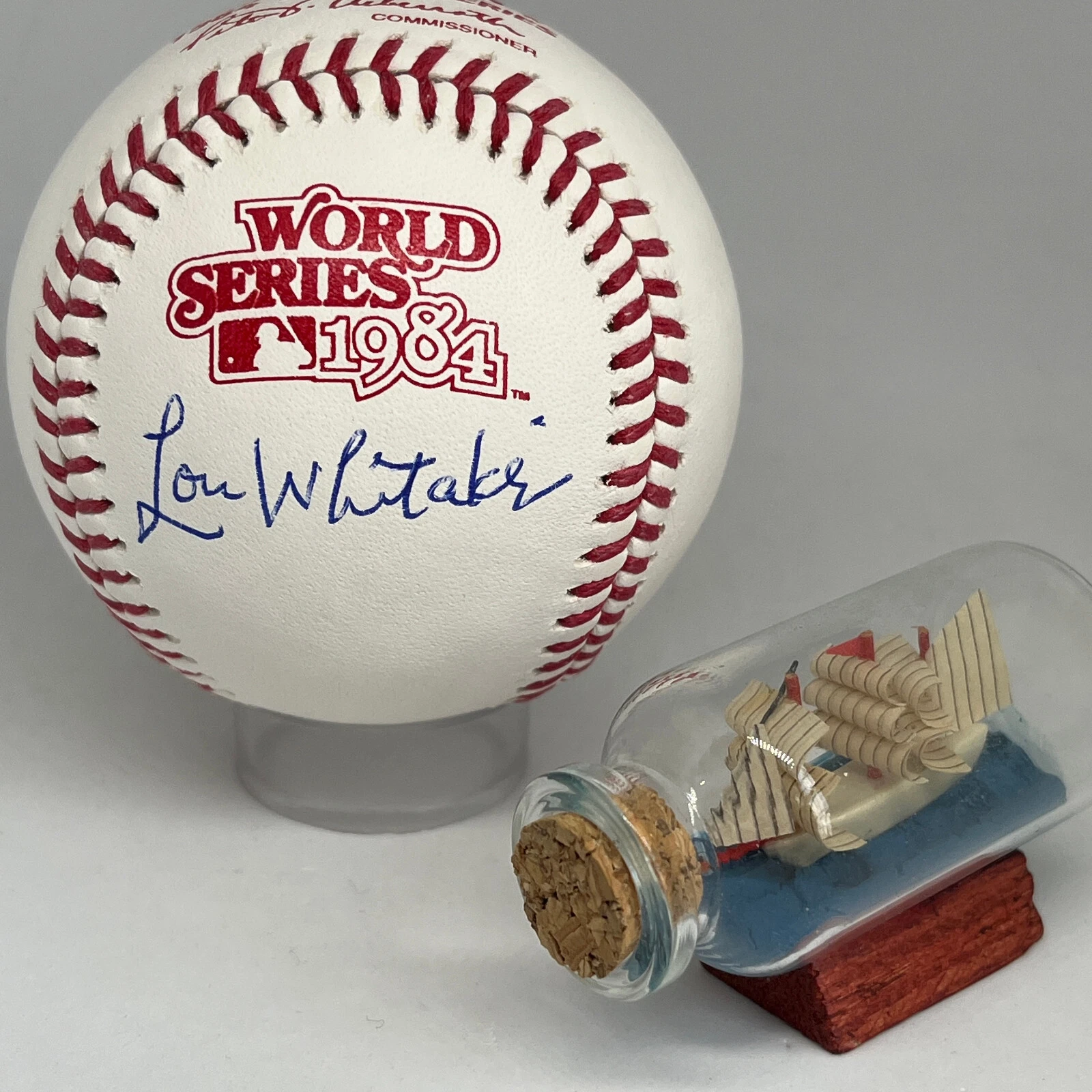 Lou Whitaker signed Rawlings 1984 World Series Logo Baseball JSA Tigers A2870
